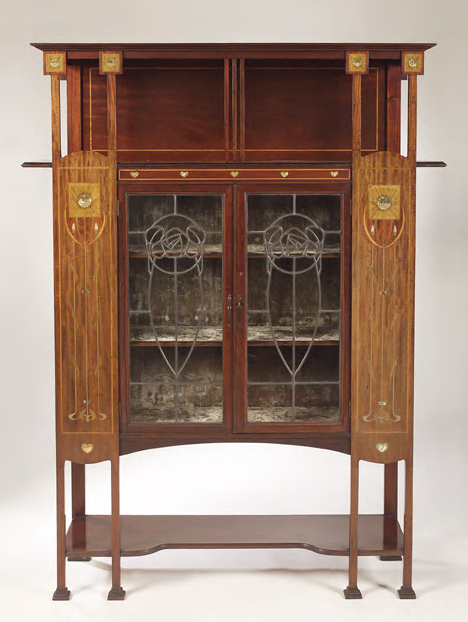 An Art Nouveau mahogany and inlaid display cabinet,