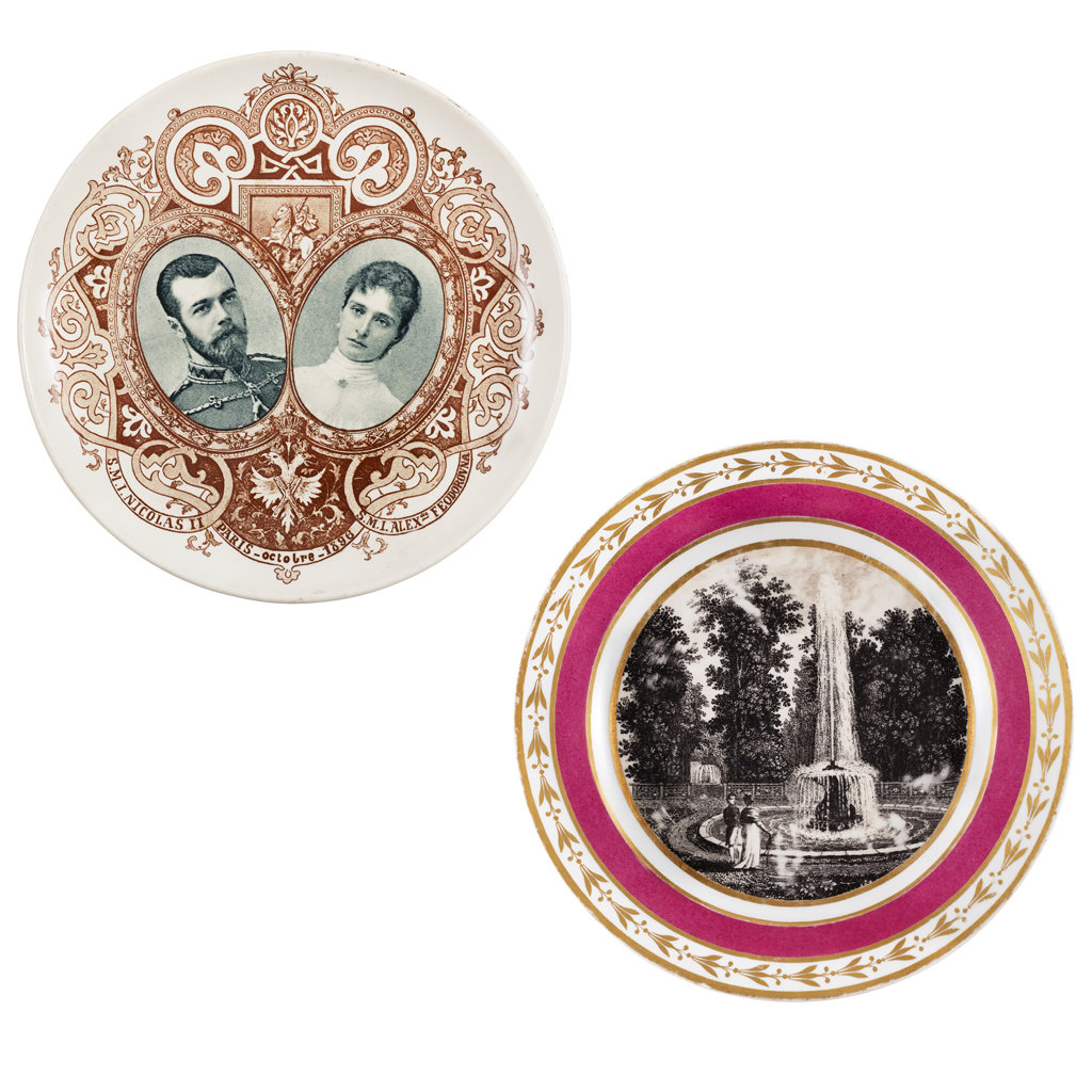 RUSSIAN TRANSFERWARE PRINTED PORCELAIN PLATE