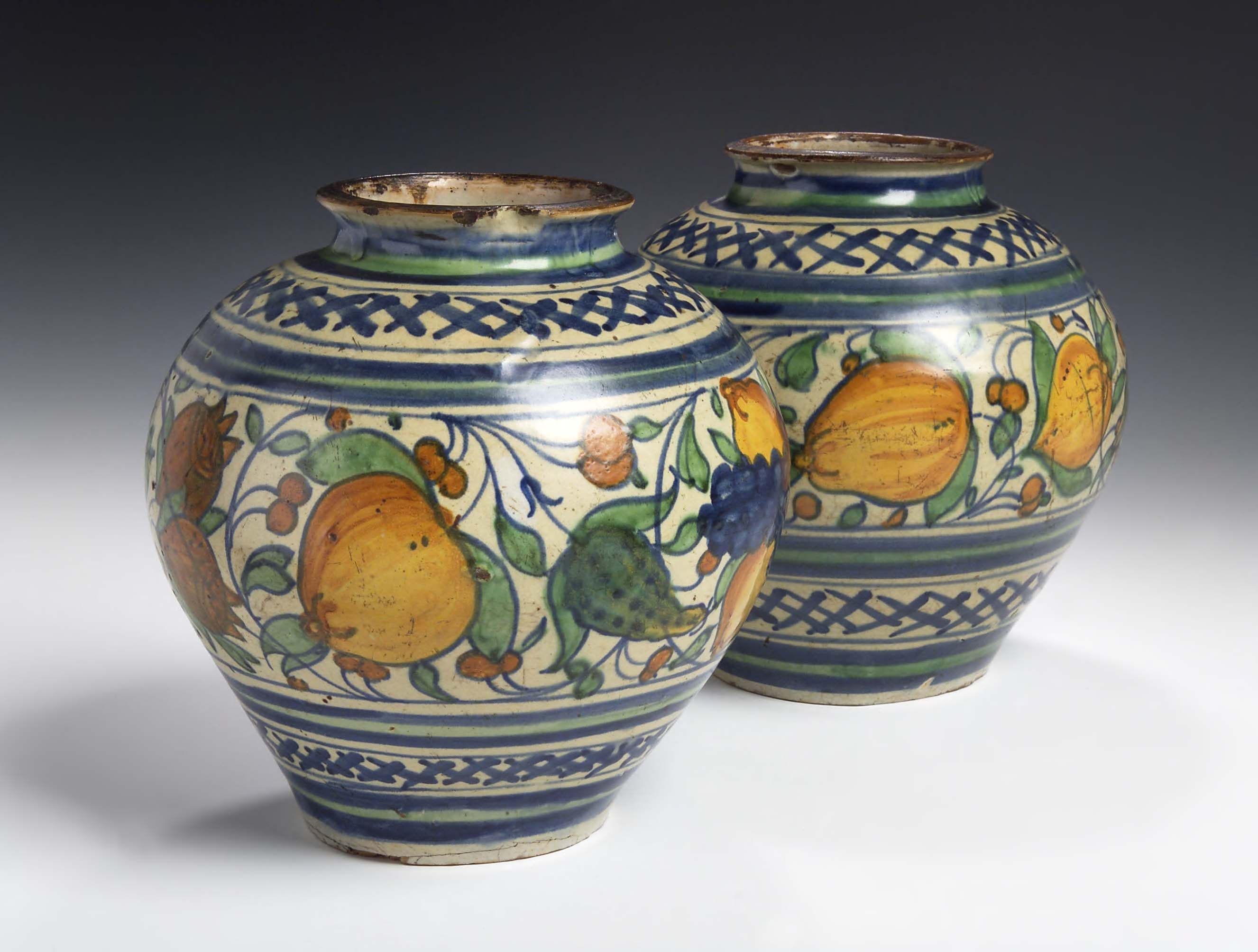 Two similar late 16th century Venetian globular jars,