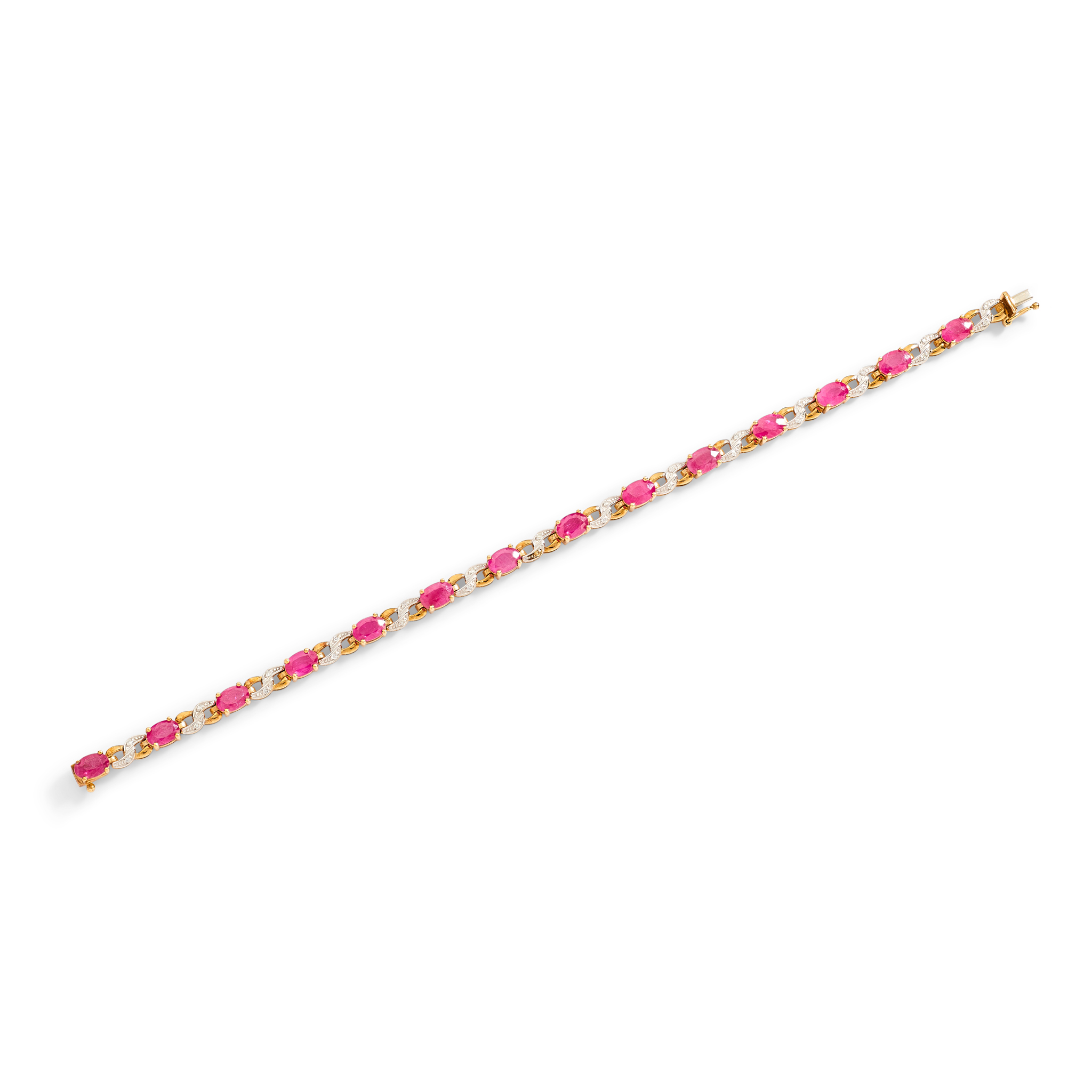 A 9ct gold ruby and diamond bracelet