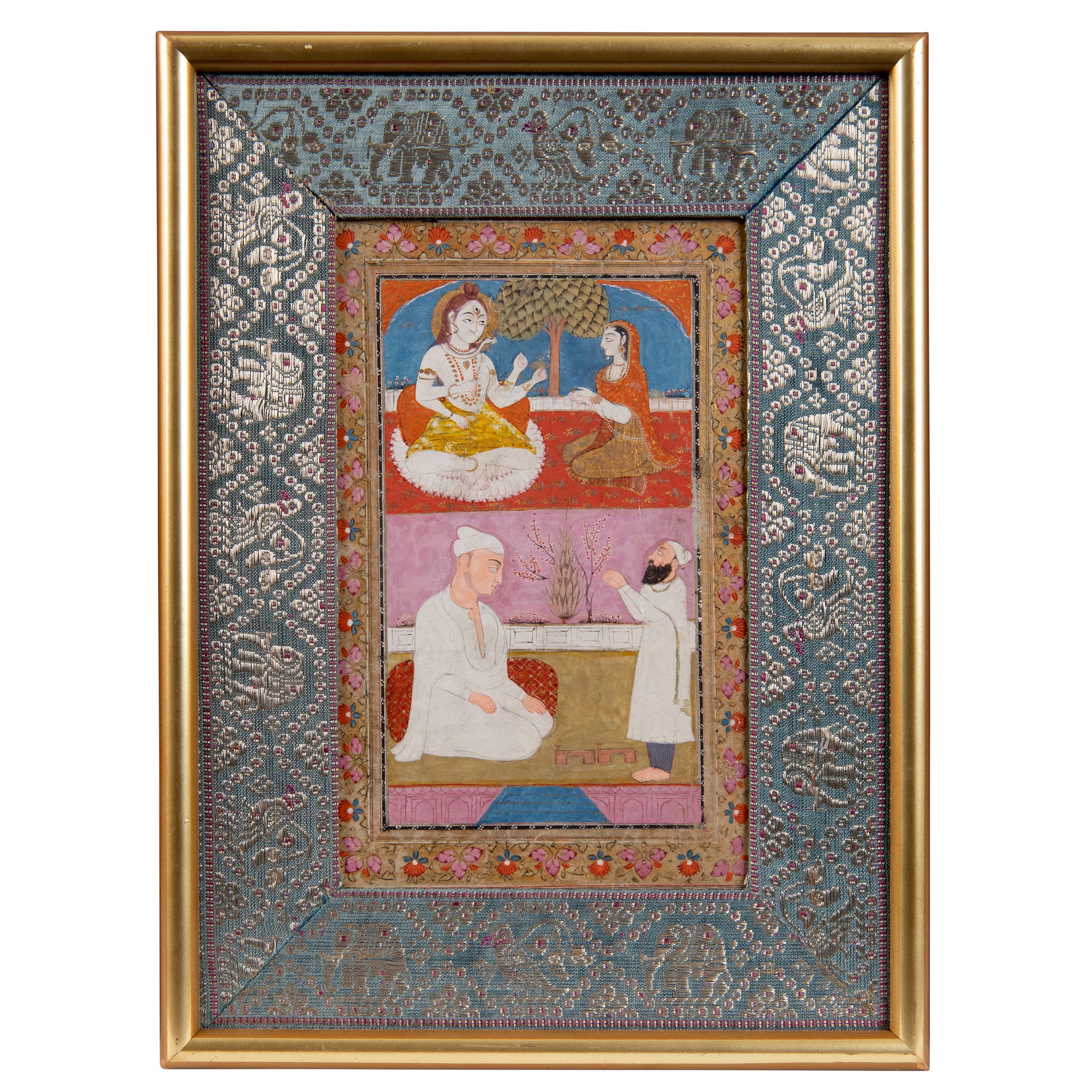 SHIVA PARVATI IN ATTENDANCE AND A SIKH GURU SEEKING A BLESSING