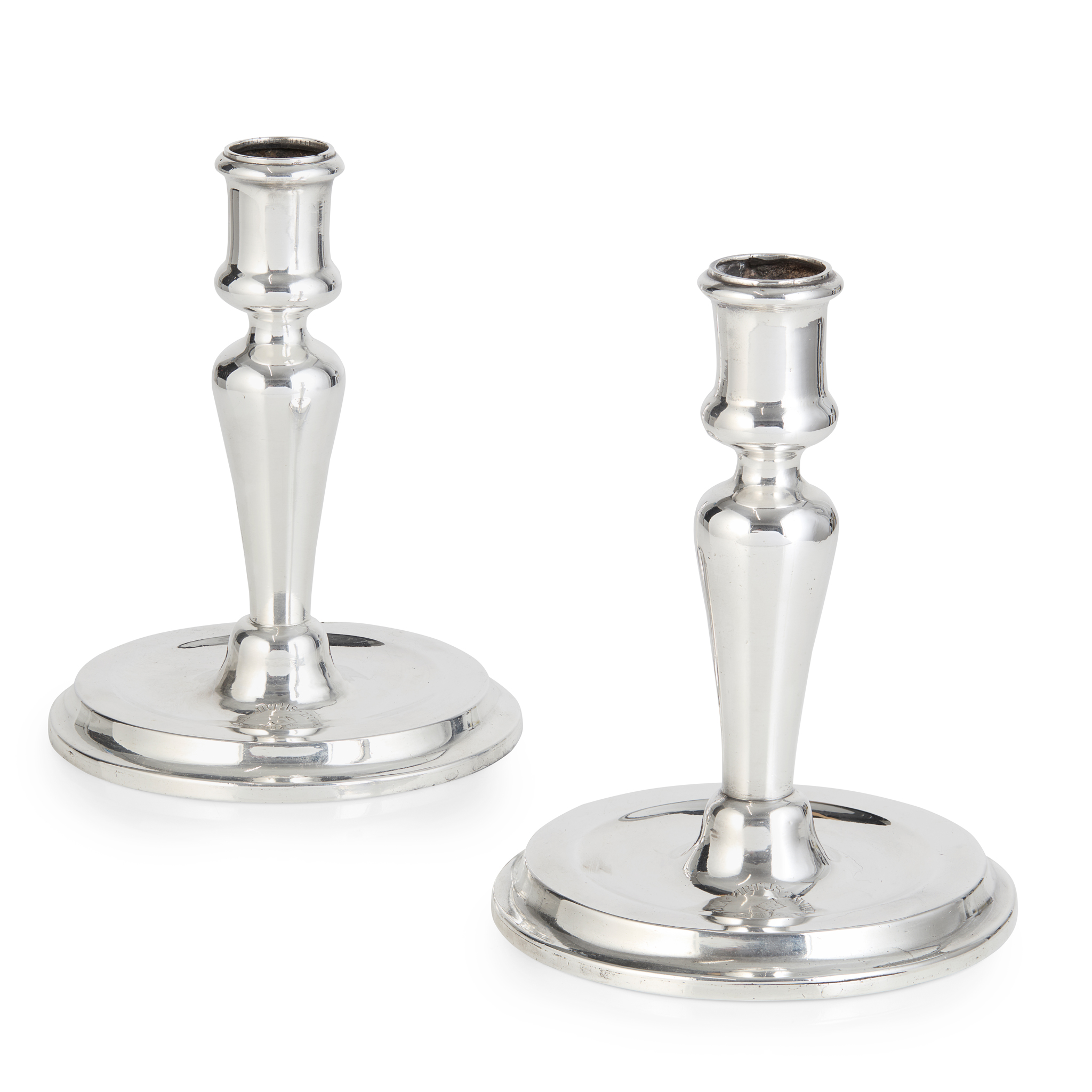 PAIR OF GEORGE I SILVER CANDLESTICKS