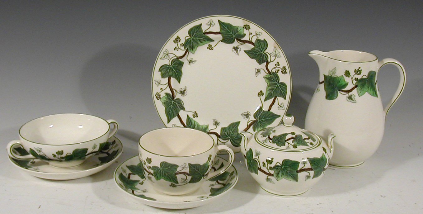 An extensive Wedgwood "Napoleon Ivy" pattern dinner/breakfast service