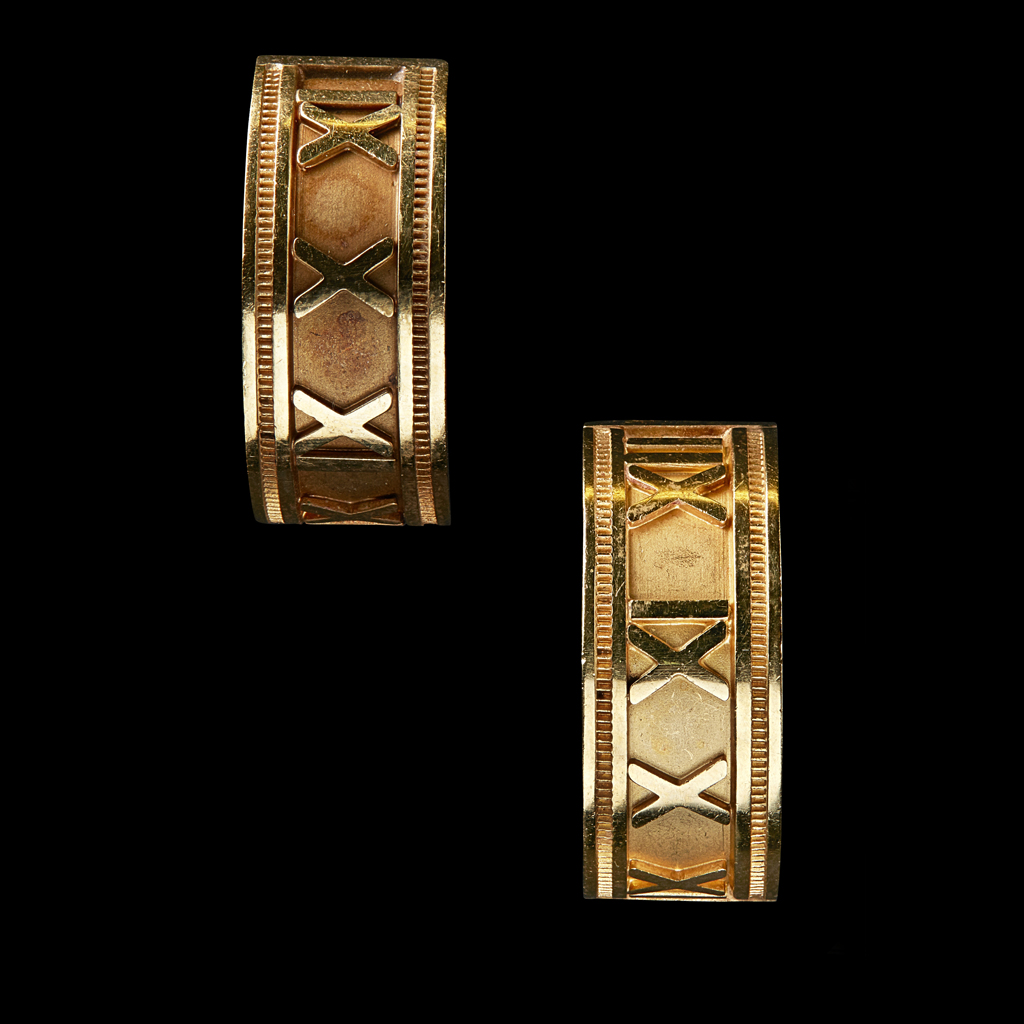 A pair of Tiffany style gold earrings