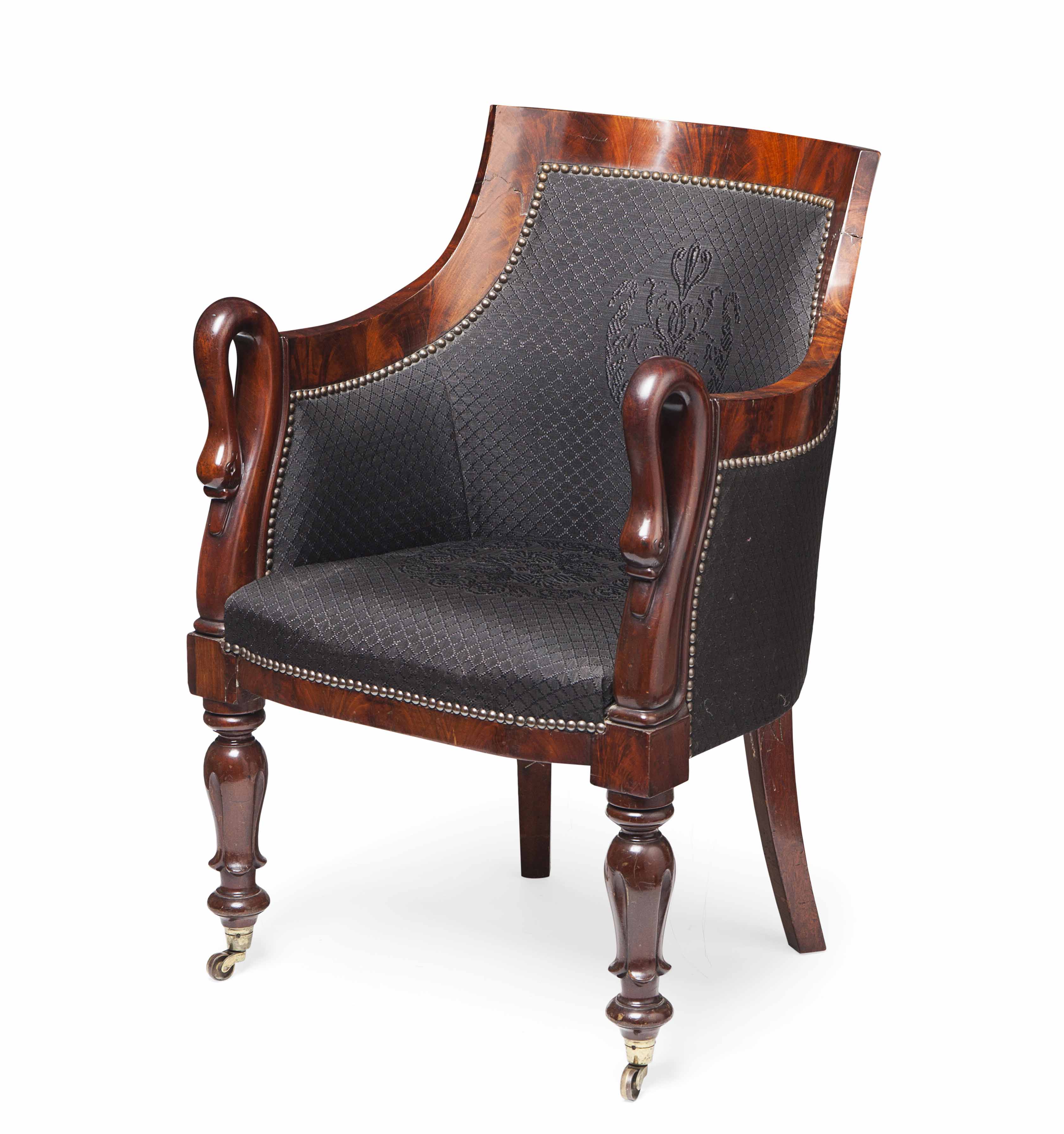 EMPIRE STYLE MAHOGANY TUB ARMCHAIR