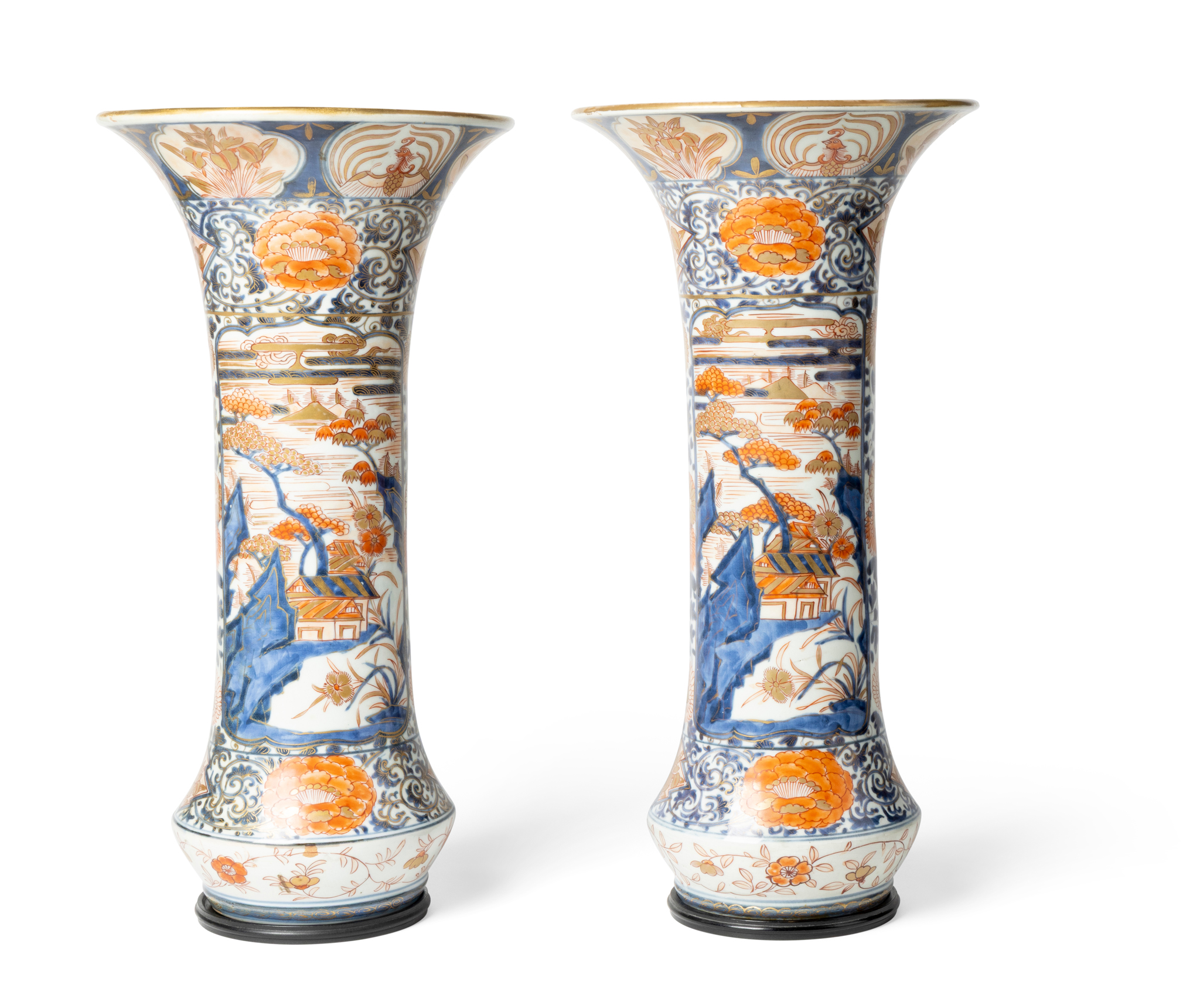 PAIR OF JAPANESE IMARI BEAKER VASES