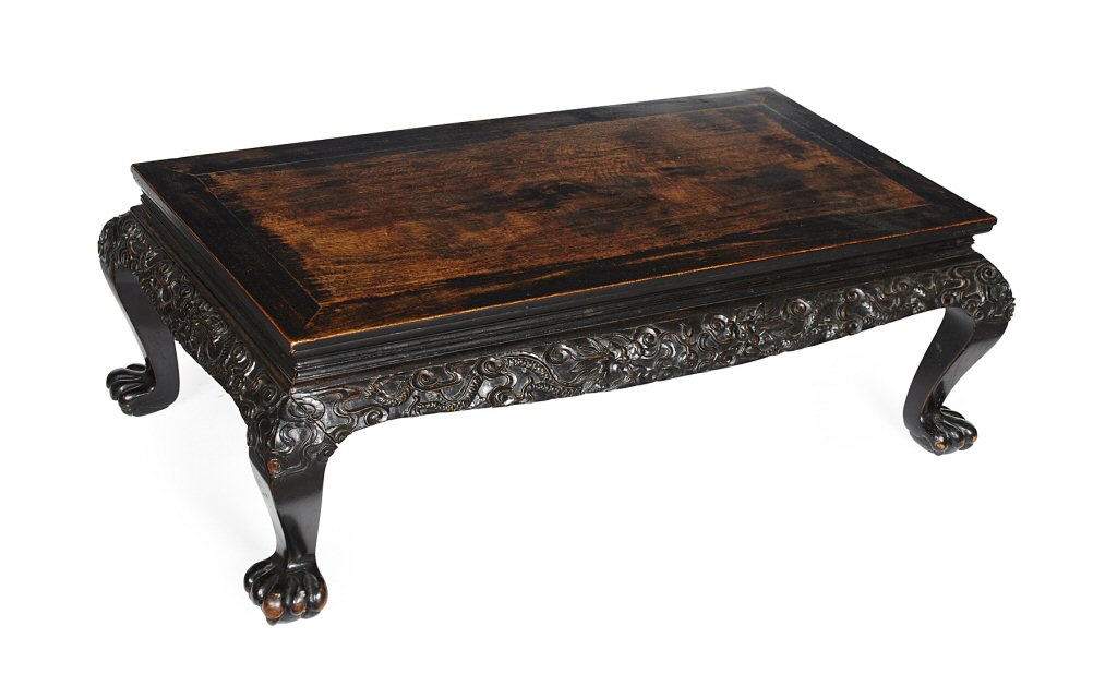 CHINESE CARVED HARDWOOD KANG LOW TABLE