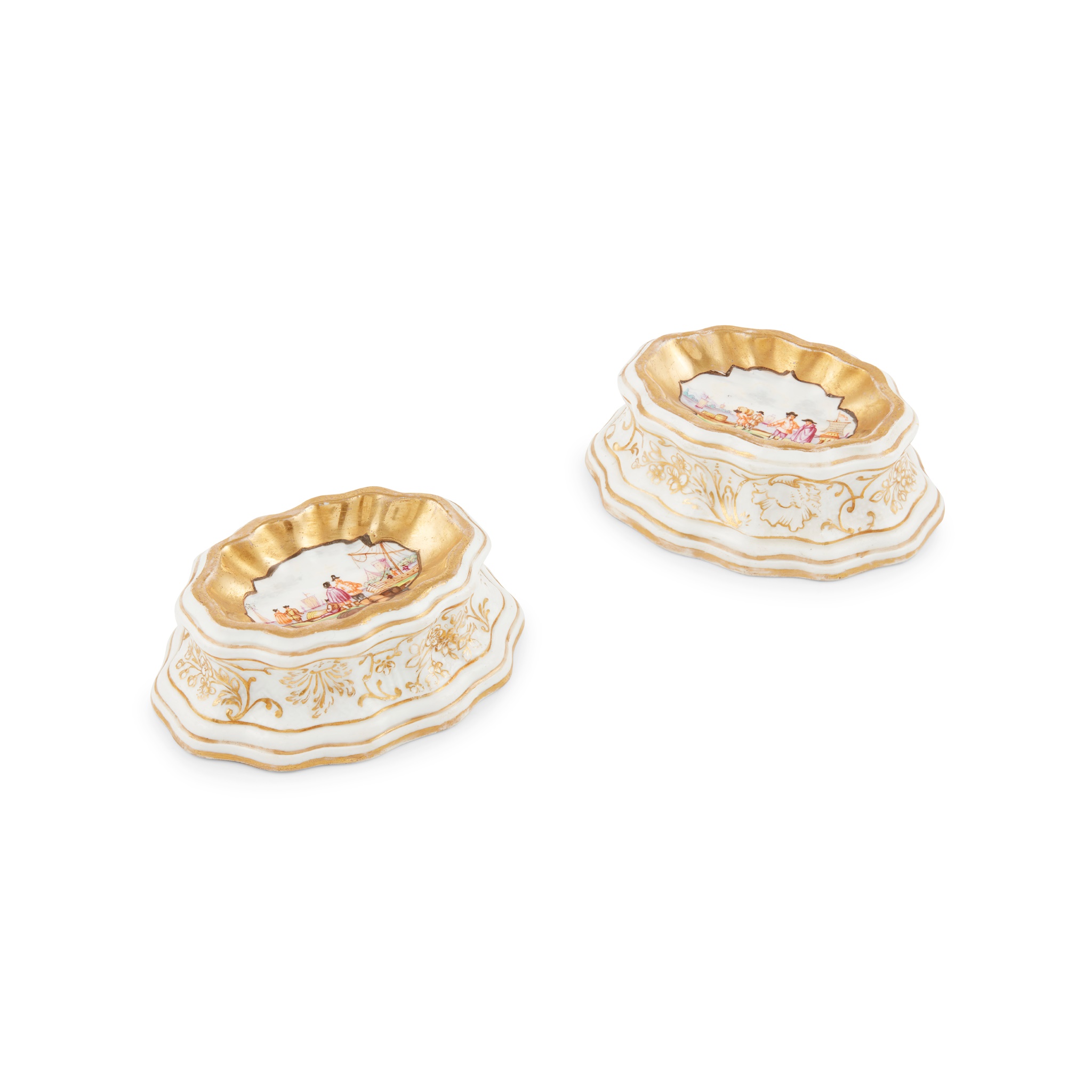 PAIR OF MEISSEN TRENCHER SALTS