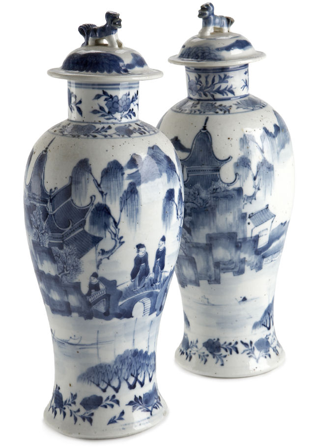 Two Chinese export covered vases