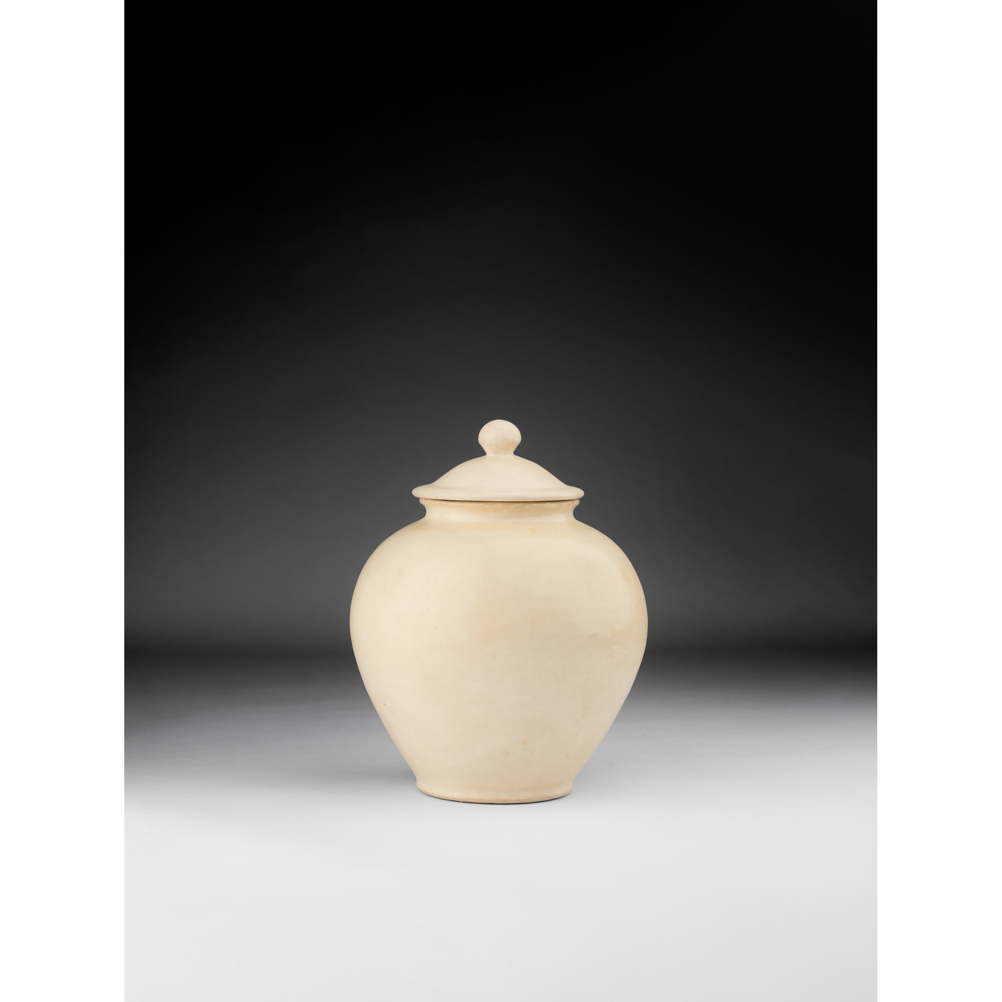 WHITE-GLAZED JAR AND COVER