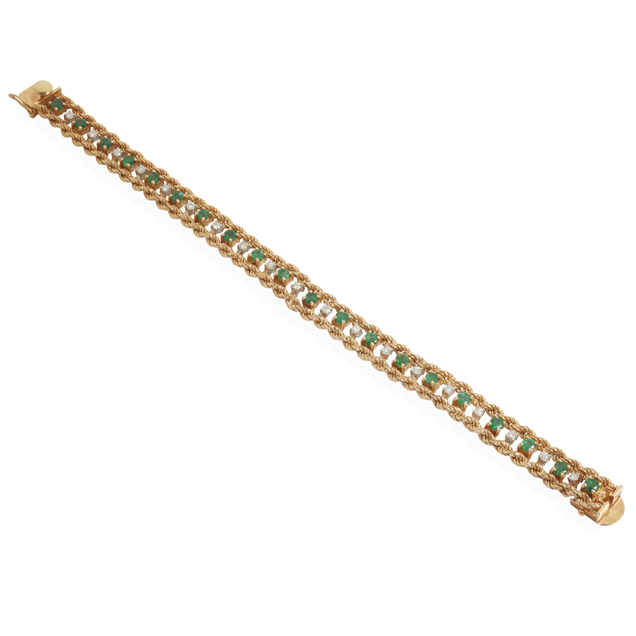 An emerald and diamond bracelet