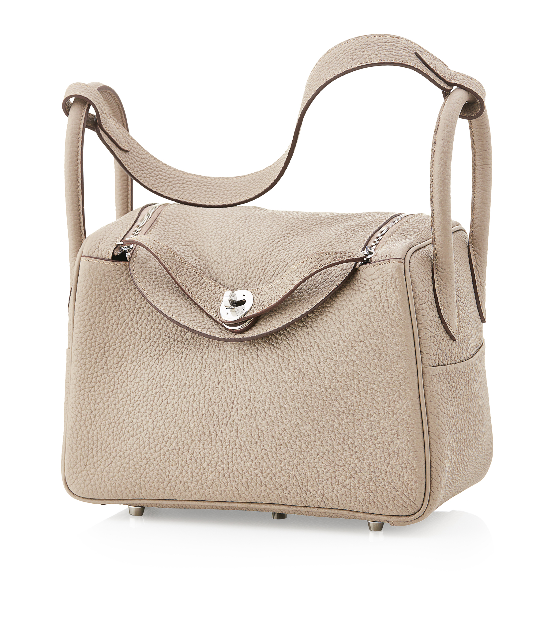 A beige leather 'Lindy' style bag