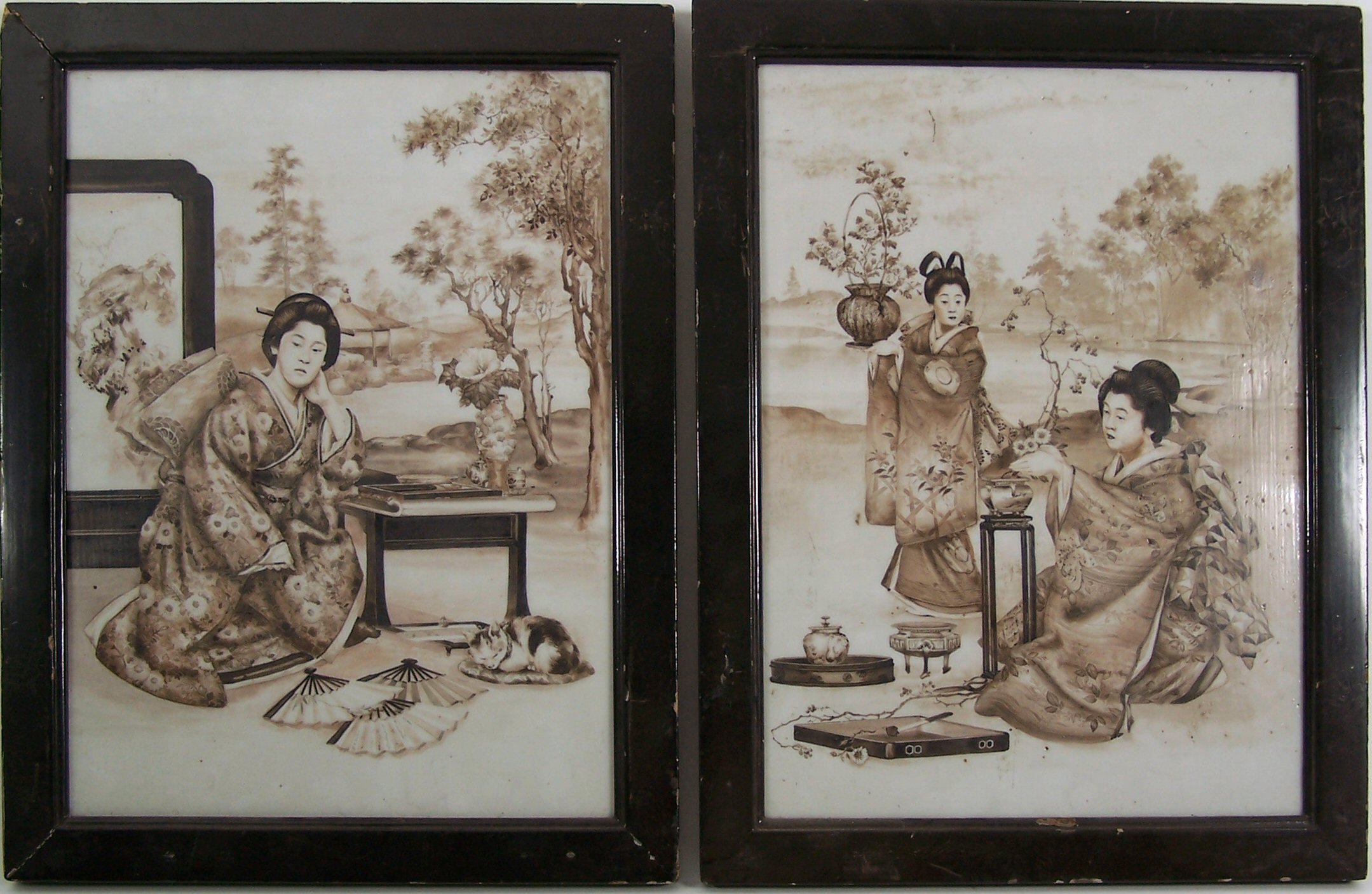 A pair of Japanese porcelain plaques,