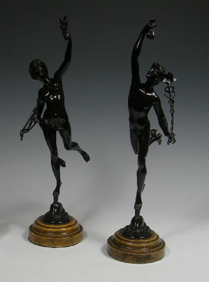 A pair of 19th century French School bronzes of Mercury and Fortuna after Giambologna