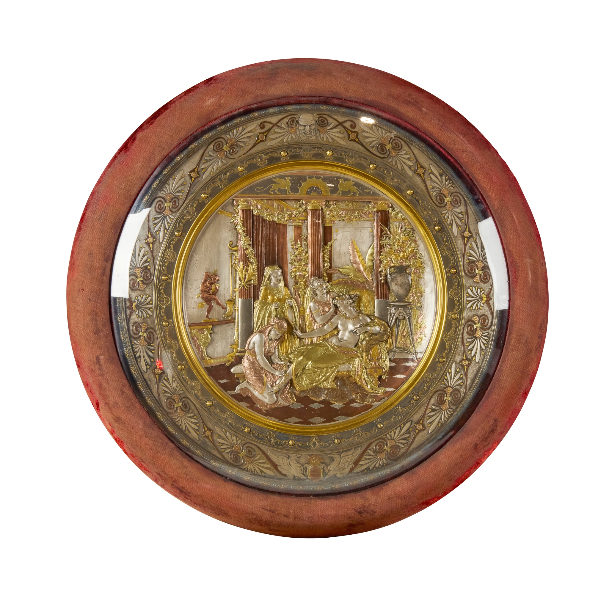 'A POMPEIAN LADY AT HER TOILET' - A VICTORIAN ELECTROTYPE AND COPPERED PLAQUE