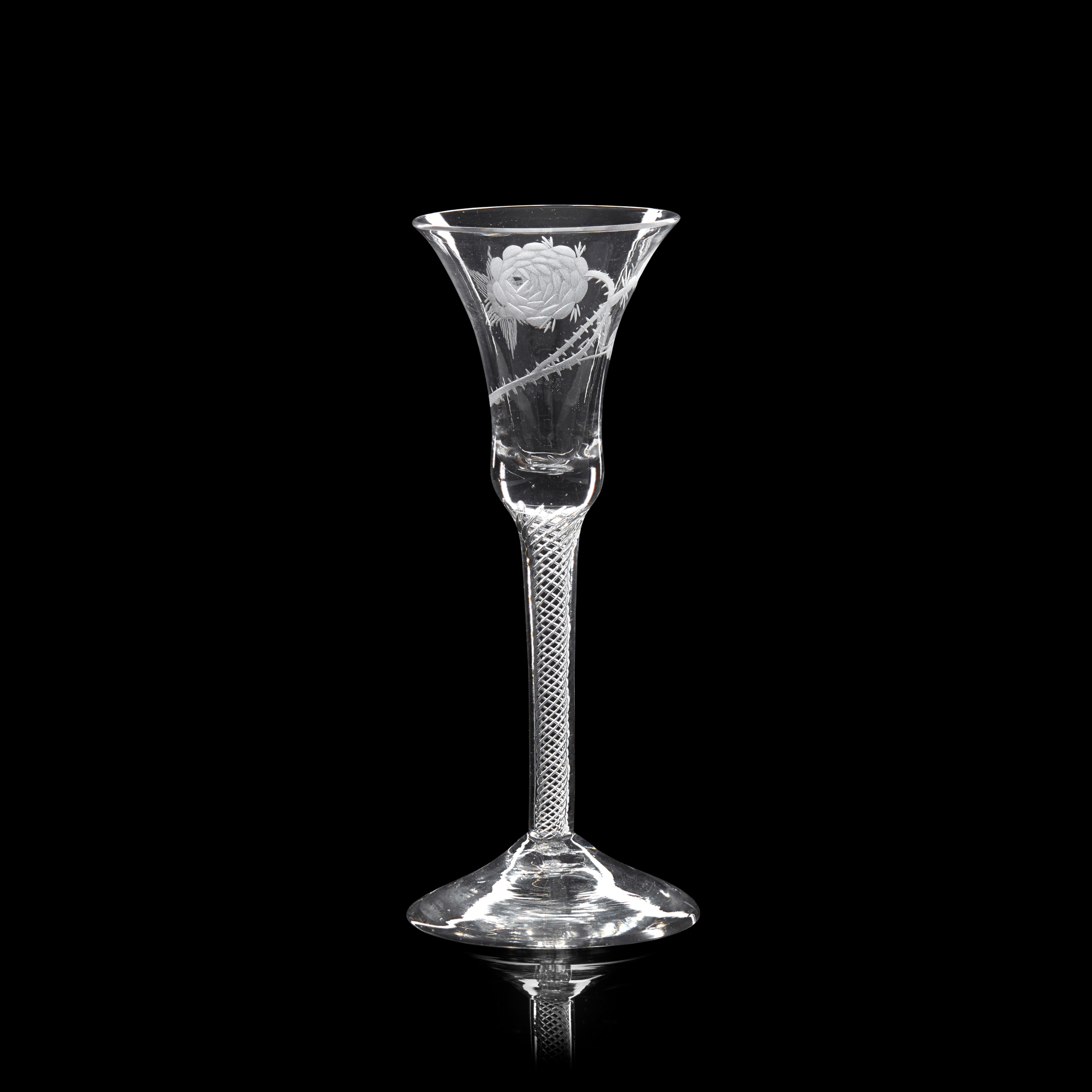 AN ENGRAVED JACOBITE WINE GLASS