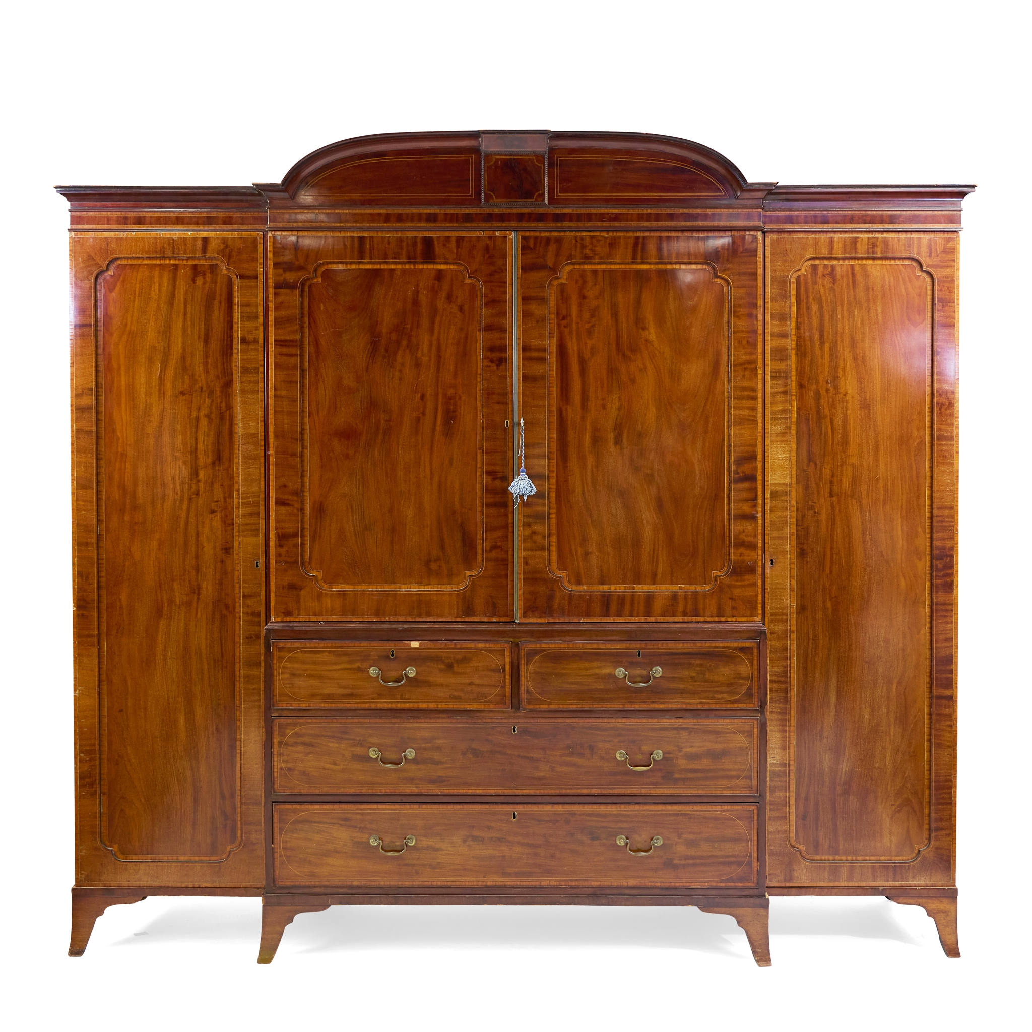 GEORGE IV MAHOGANY TRIPLE SECTION BREAKFRONT WARDROBE