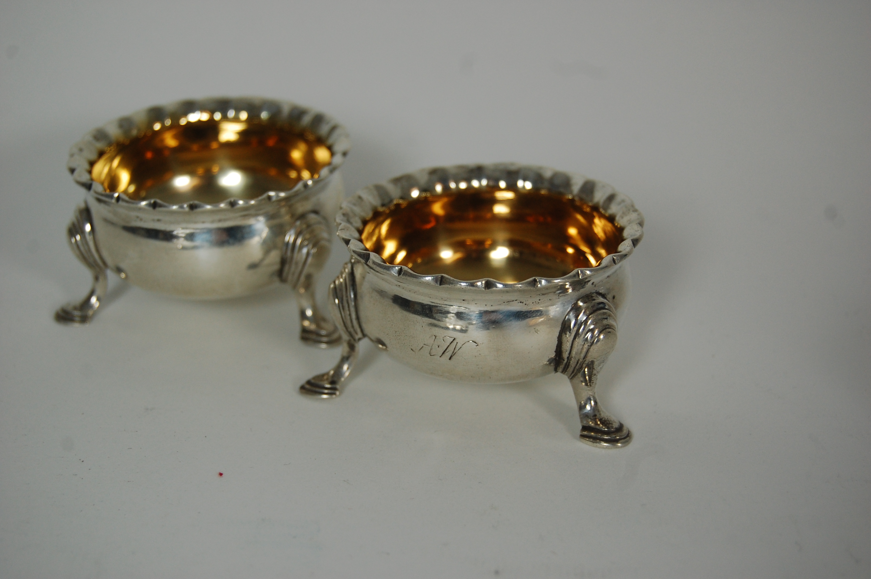 A pair of George II cauldron salts