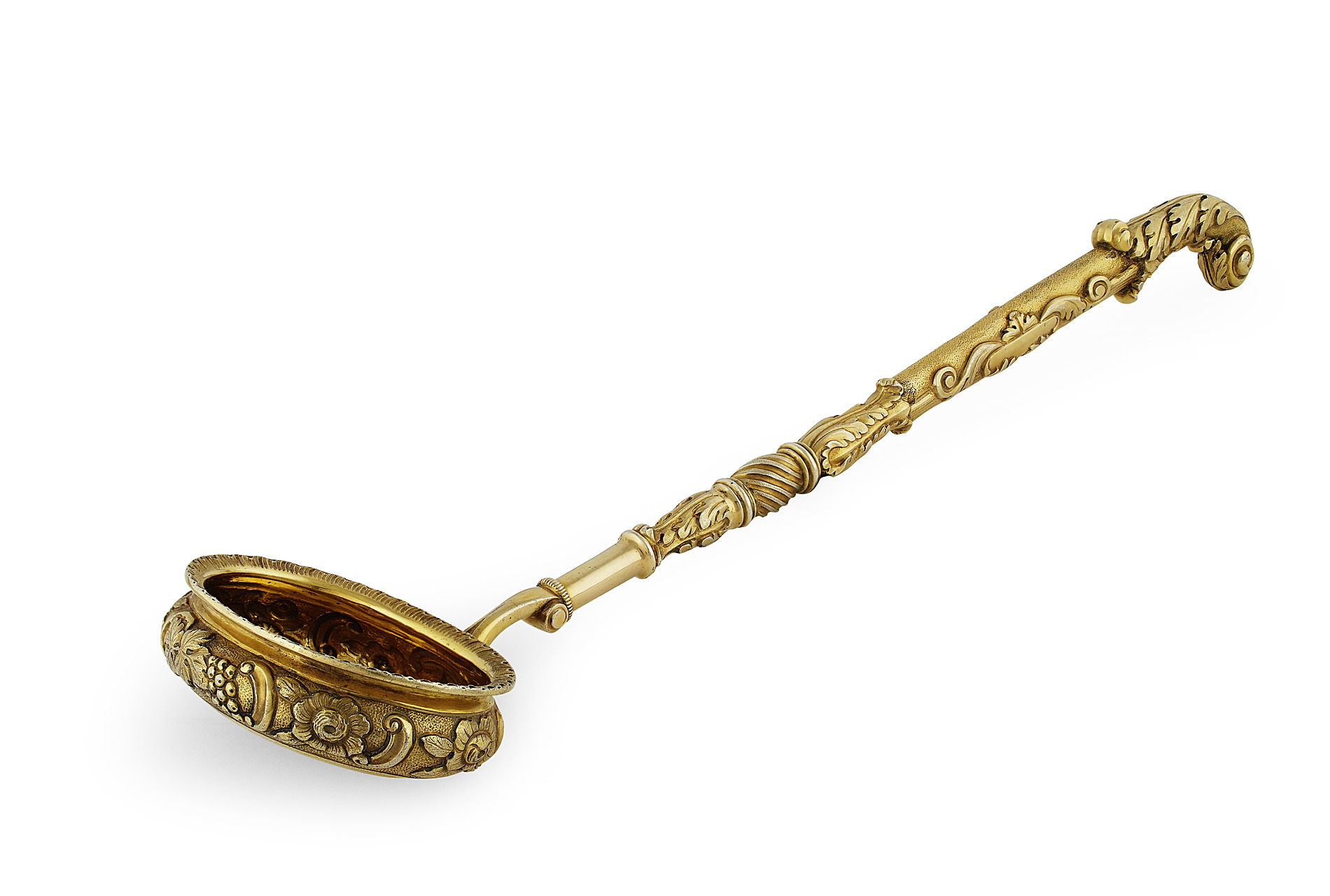 A fine George III presentation silver gilt punch ladle