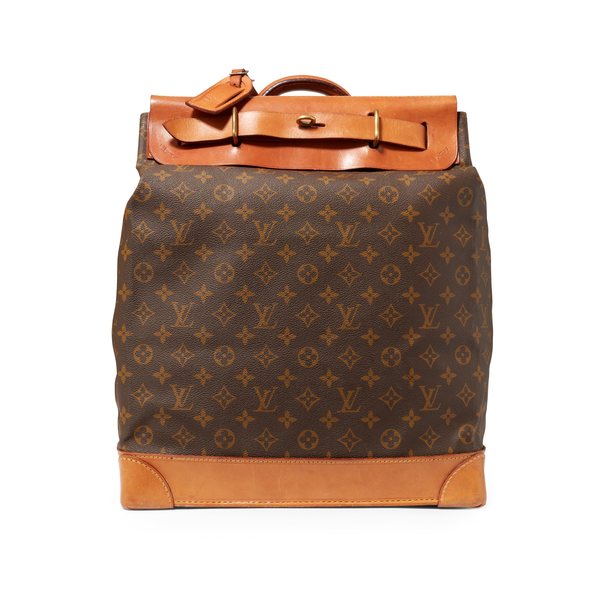 Louis Vuitton: A Monogram Canvas and Natural Leather Steamer 35 Bag