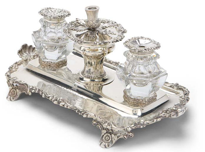 A Victorian silver inkstand Hayne and Cater, London 1839