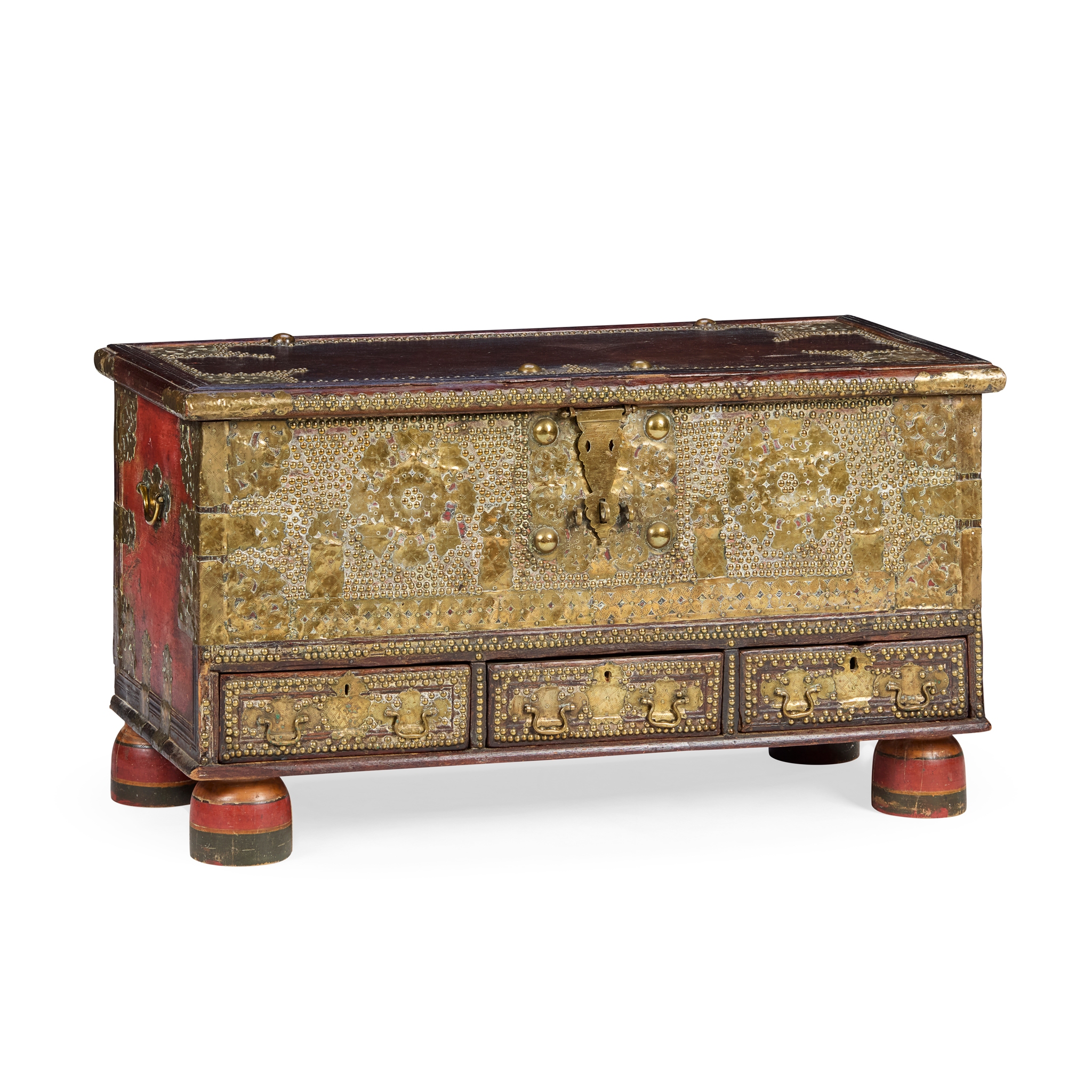 PADOUK AND BRASS MOUNTED 'ZANZIBAR' CHEST