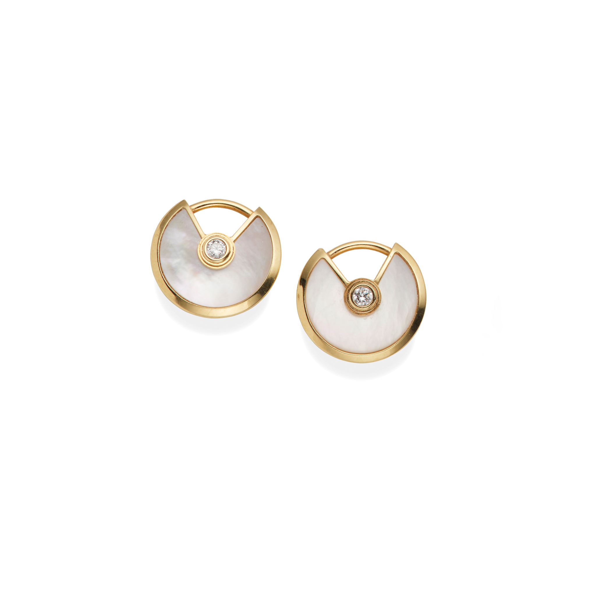 Cartier: A pair of mother-of-pearl 'Amulette de Cartier' earstuds