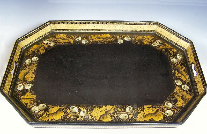A Regency papier mache tray