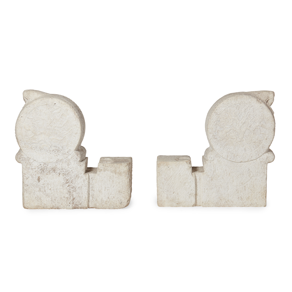PAIR OF CHINESE CARVED MARBLE SPANDRELS