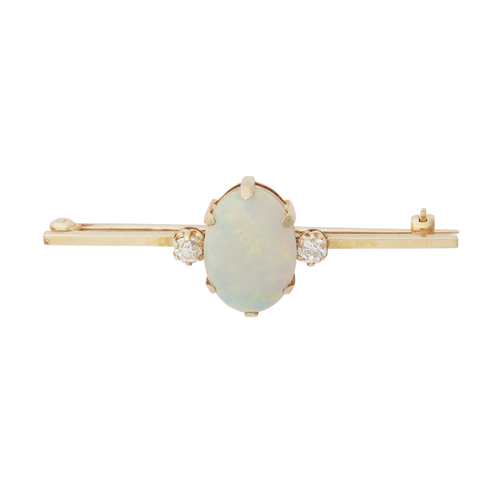 An opal and diamond set brooch