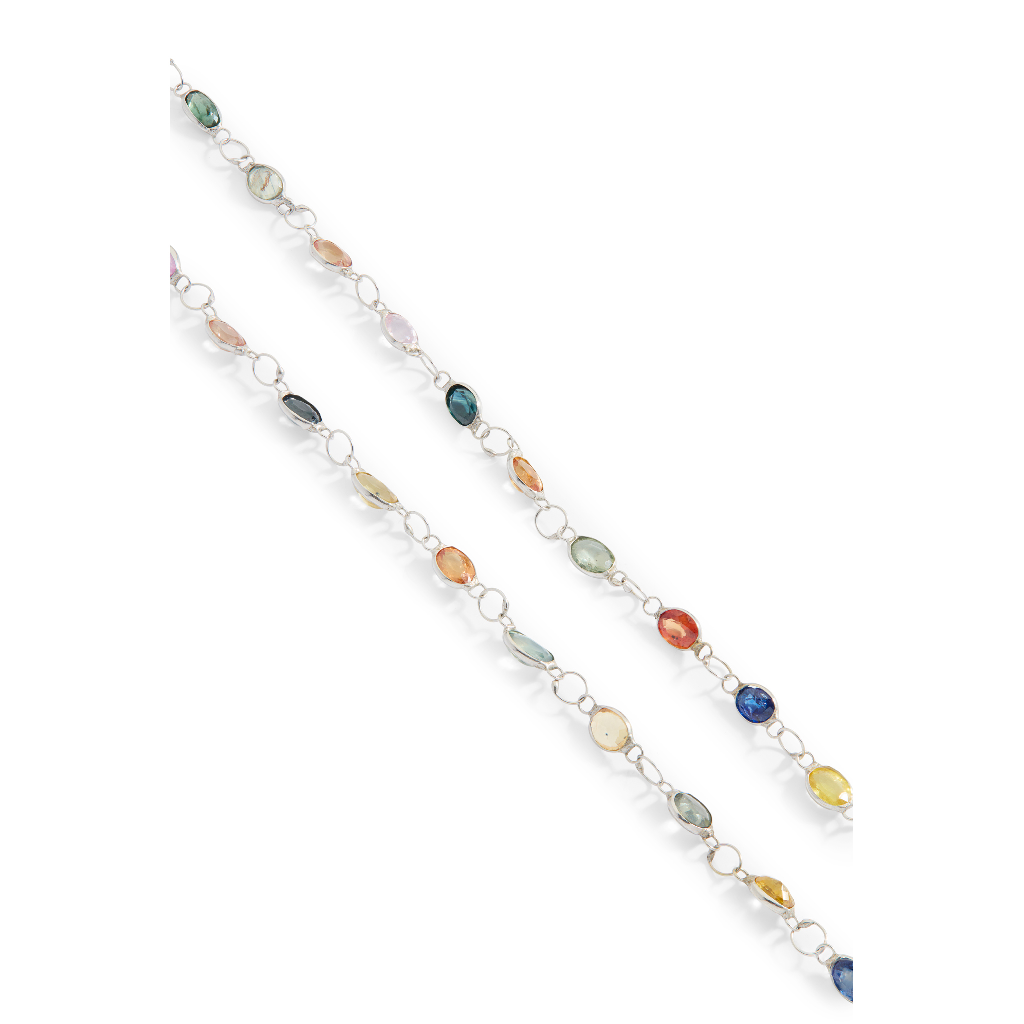 A fancy-coloured sapphire necklace