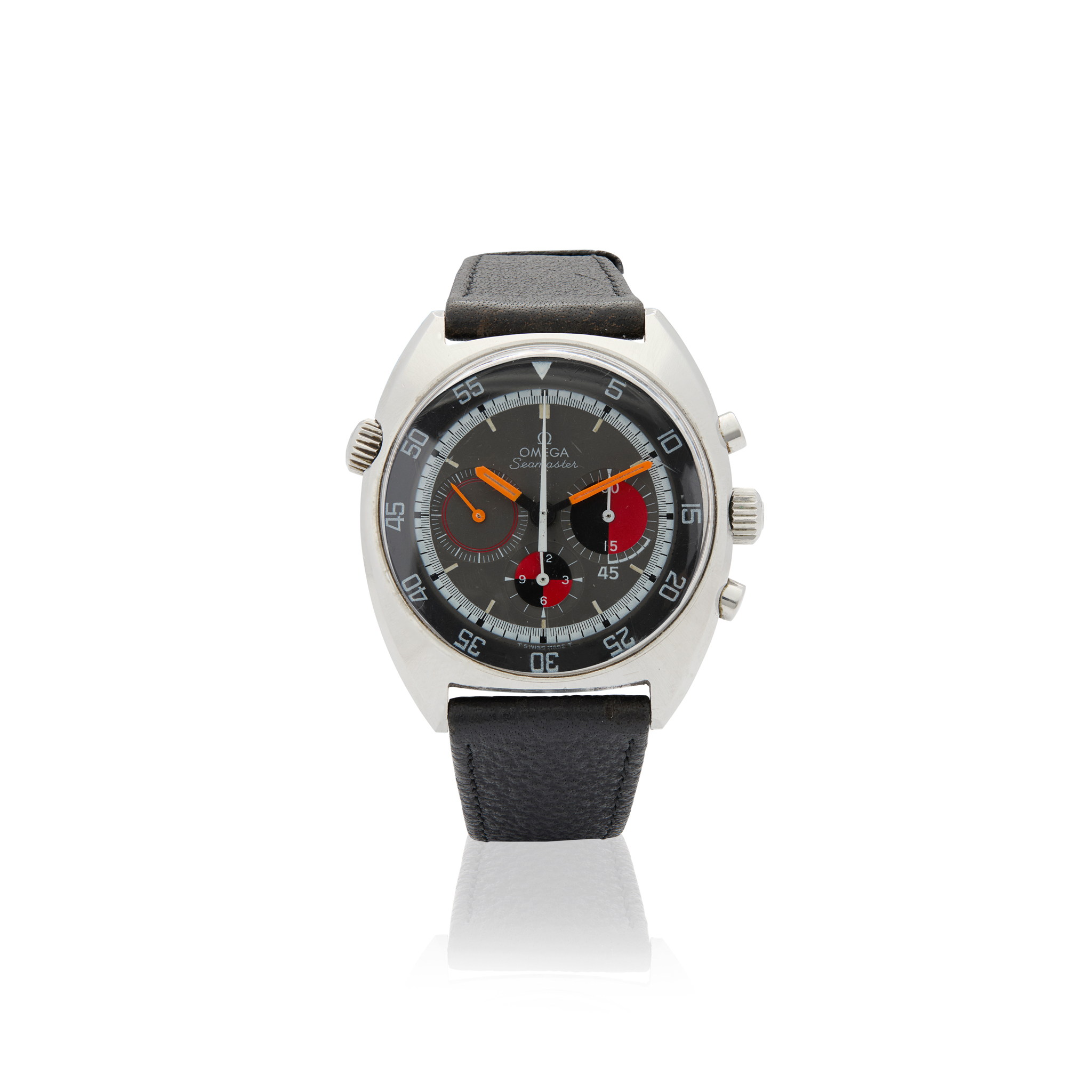 Omega. A stainless steel mechanical 45 minute chronograph wristwatch