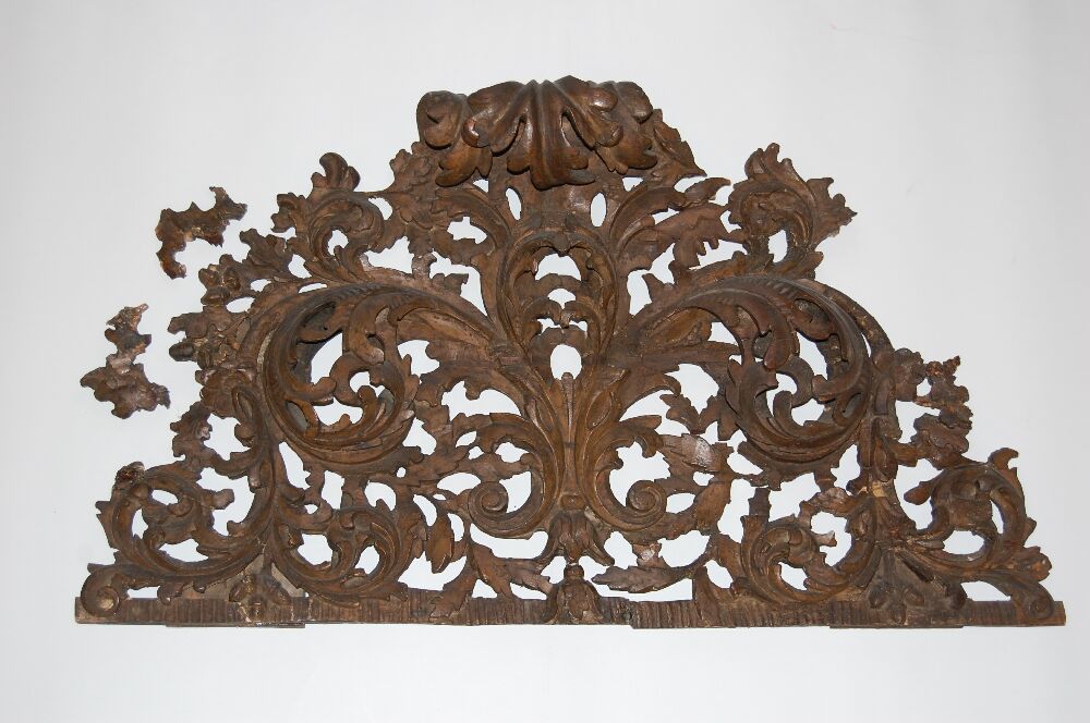 CARVED WALNUT PEDIMENT