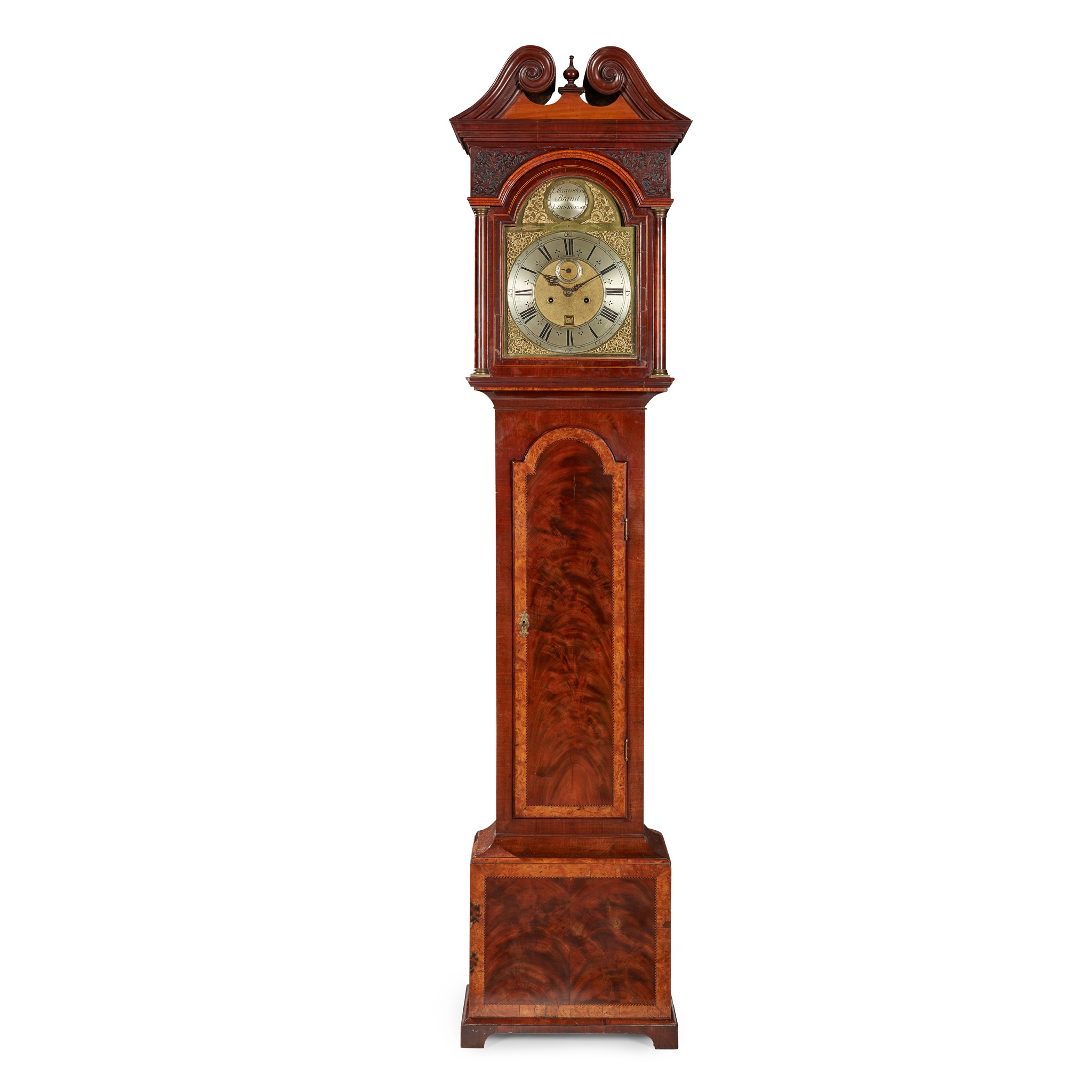 SCOTTISH LATE GEORGE III MAHOGANY, WALNUT, AND YEW WOOD LONGCASE CLOCK, ALEXANDER BRAND, EDINBURGH