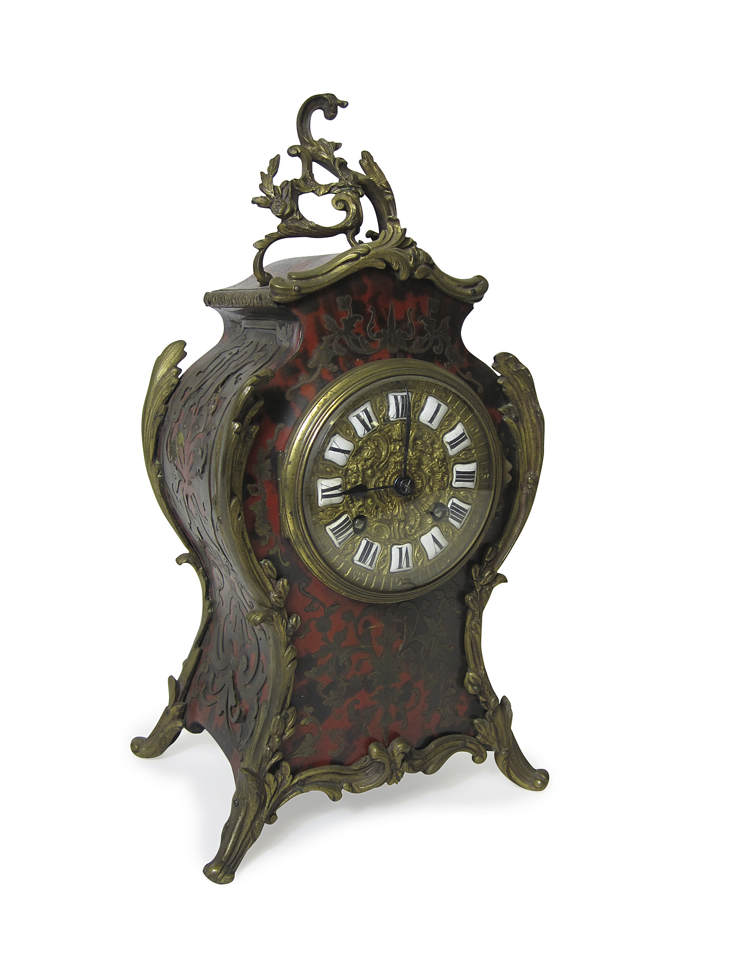 LOUIS XV STYLE BOULLE CASED MANTEL CLOCK
