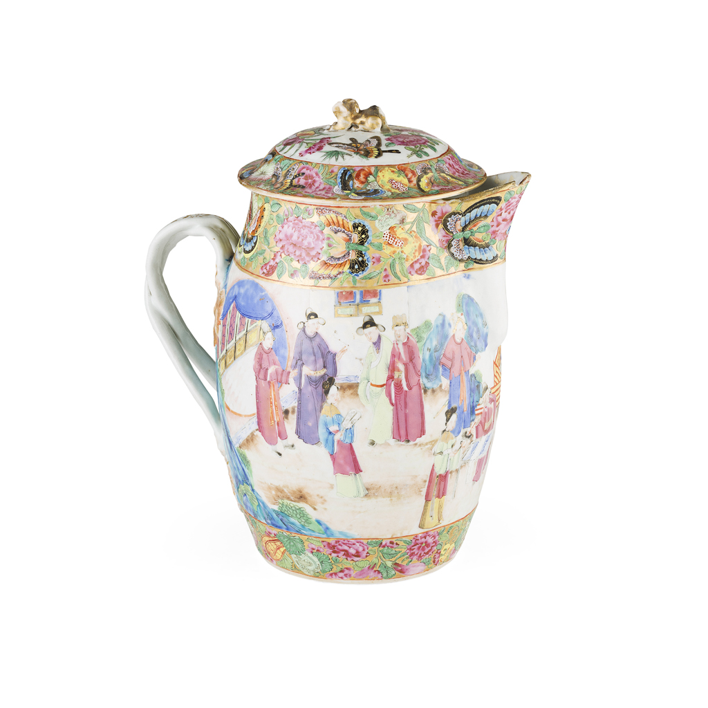 CANTON FAMILLE ROSE JUG AND COVER