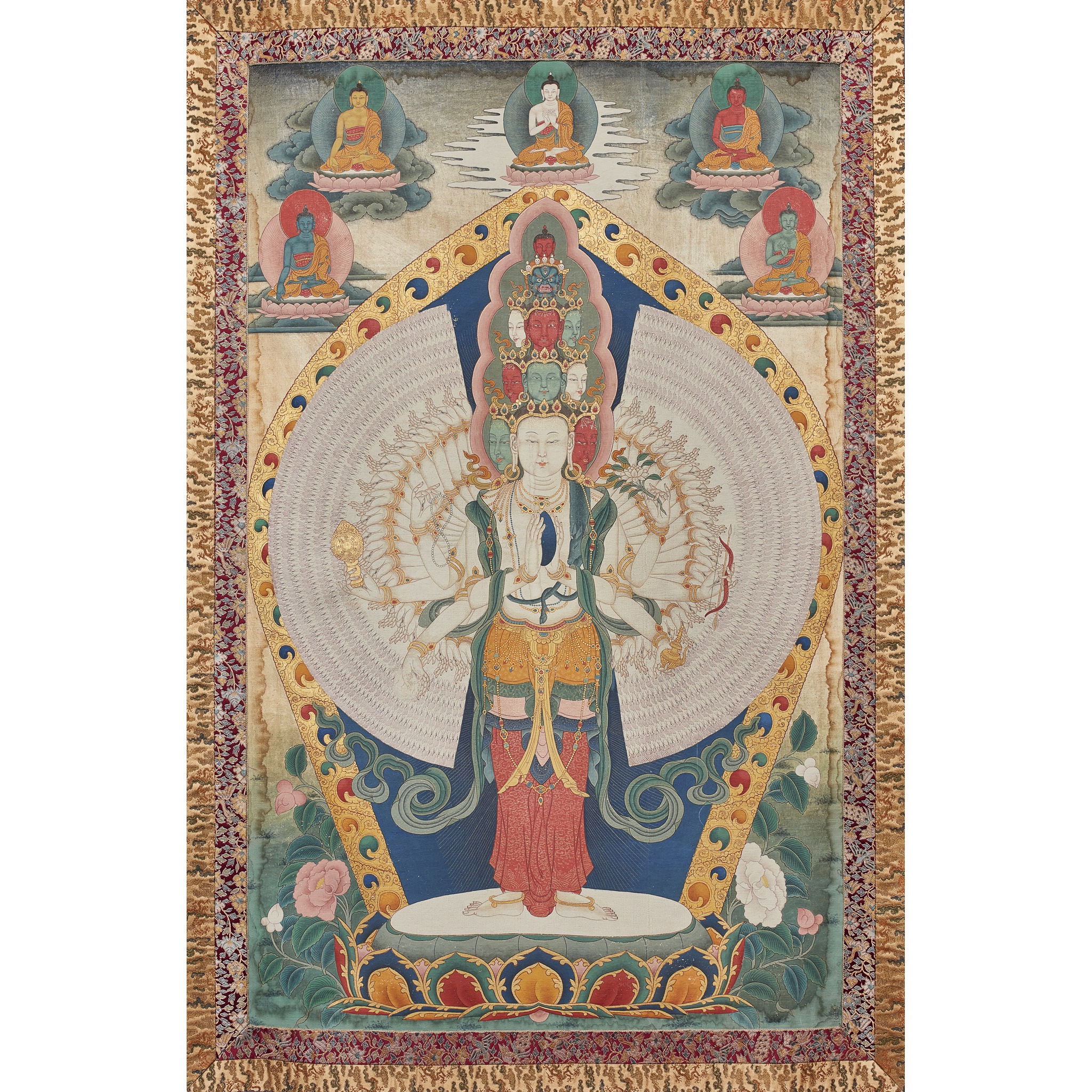 THANGKA DEPICTING AVALOKITESVARA SAHASRABHUJA