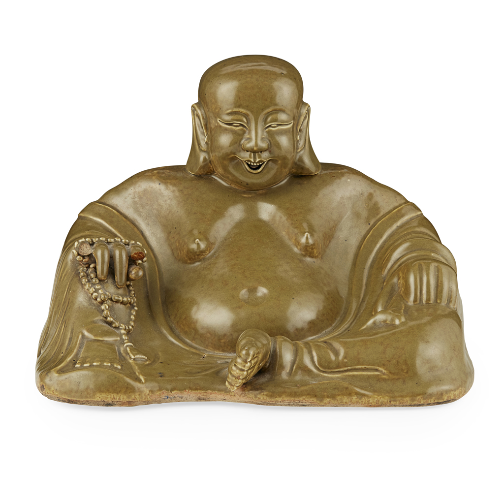 TEADUST-GLAZED FIGURE OF BUDAI