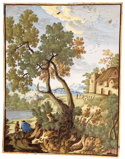 A rectangular Castelli plaque