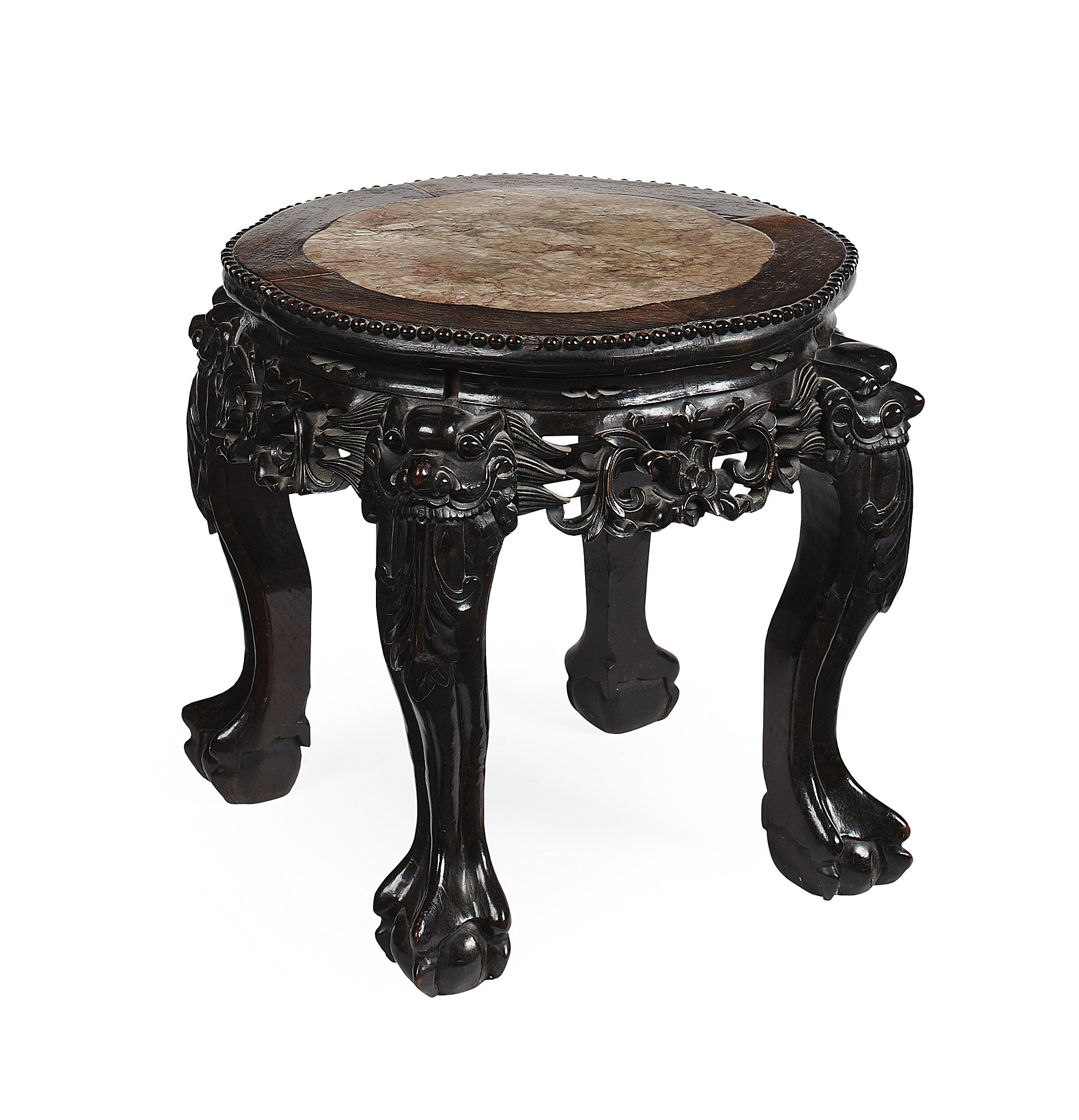CHINESE ROSEWOOD AND MARBLE STAND