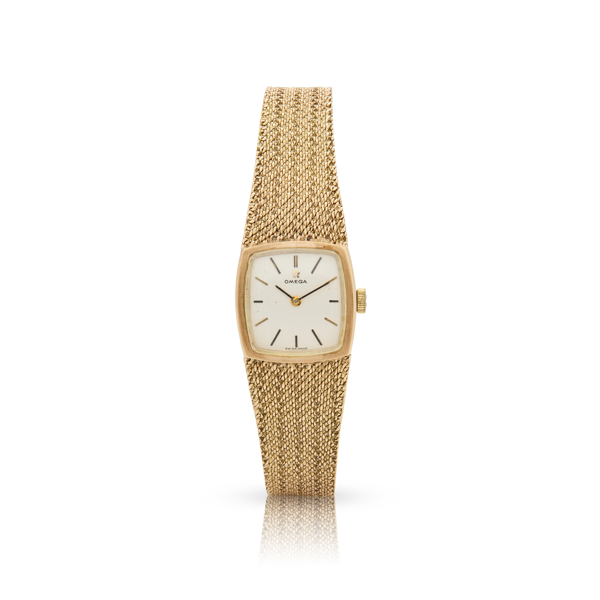Omega. A Ladies 9k gold mechanical bracelet watch