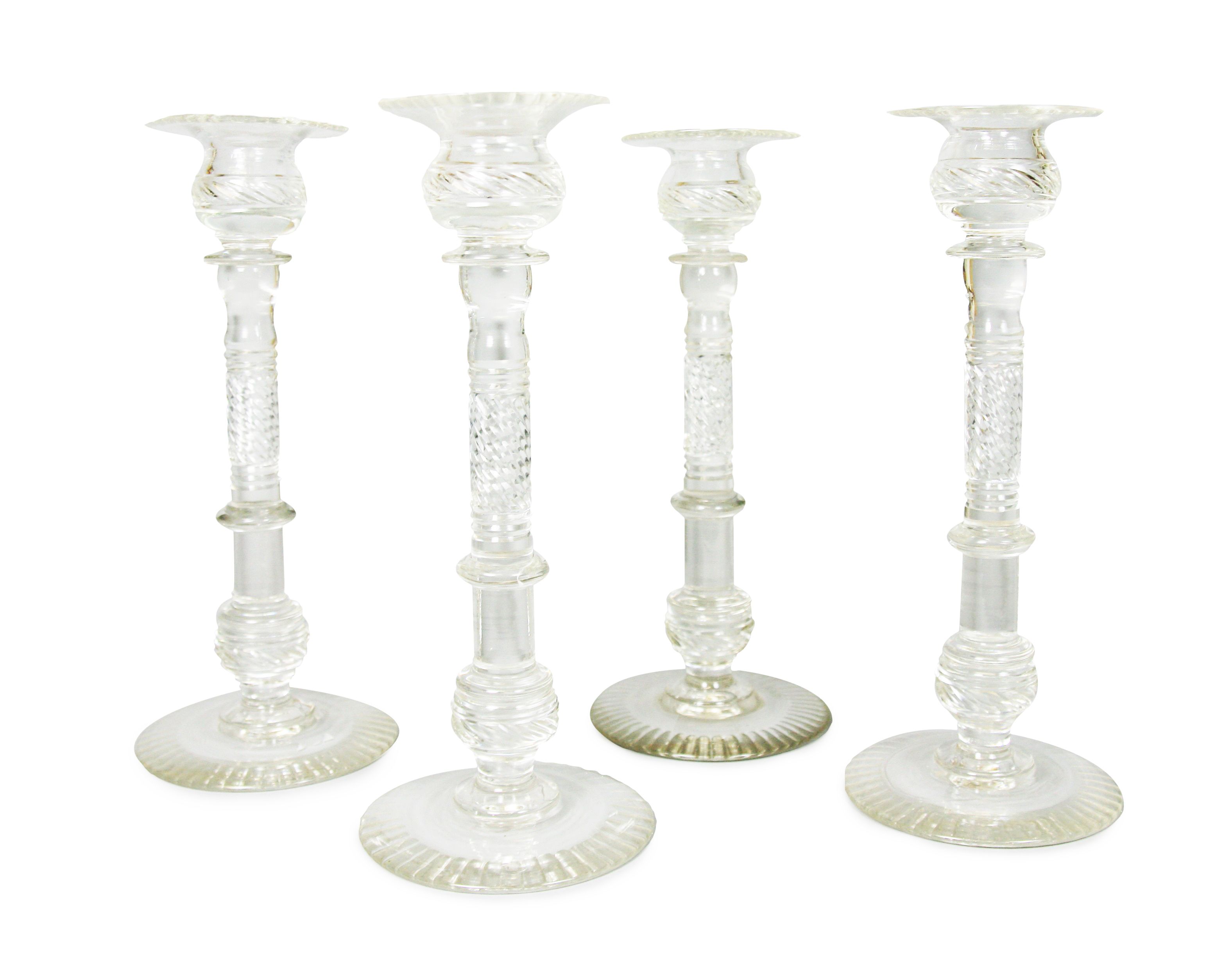SET OF FOUR VICTORIAN CUT GLASS CANDLESTICKS
