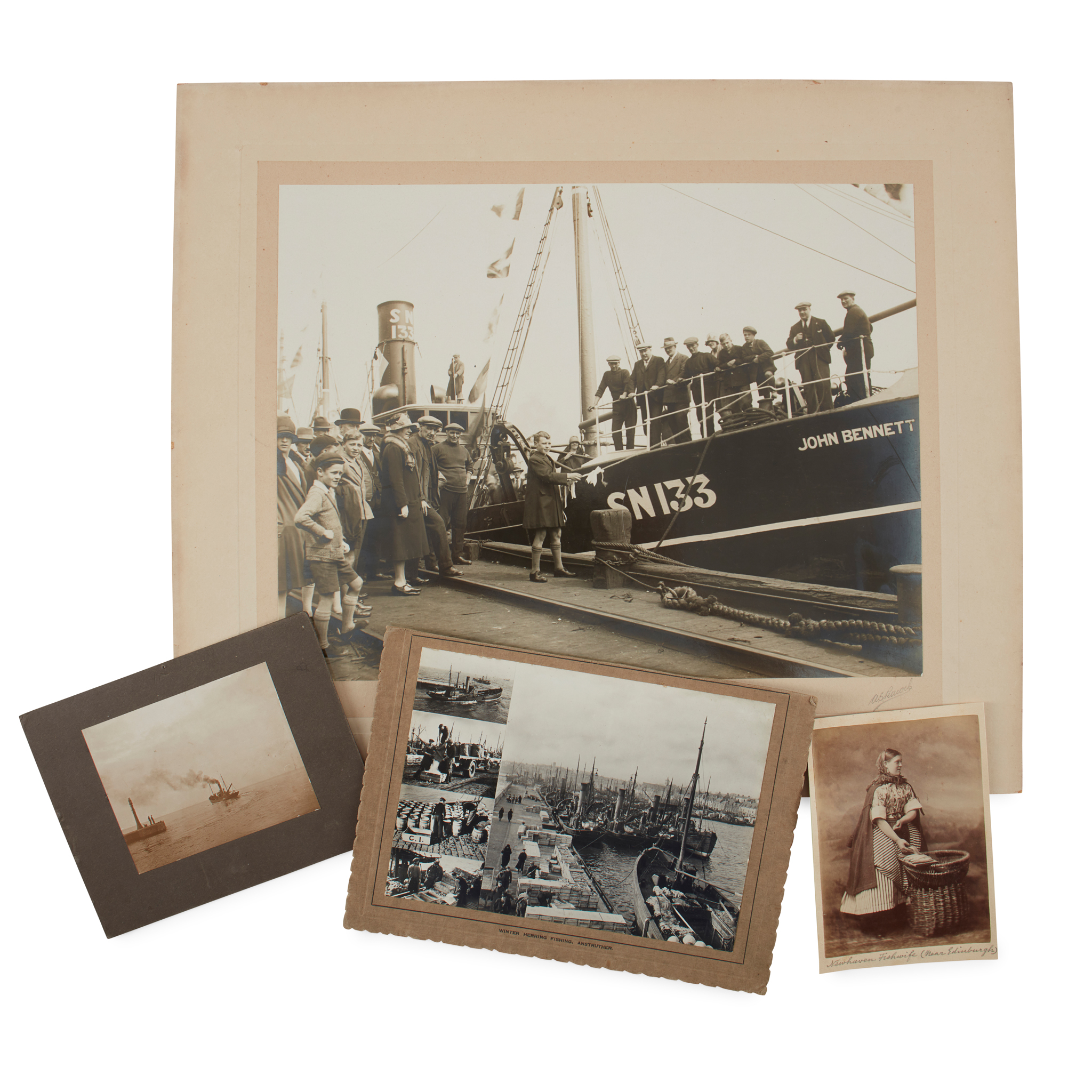 Scottish fishwives, fishing boats and harbours