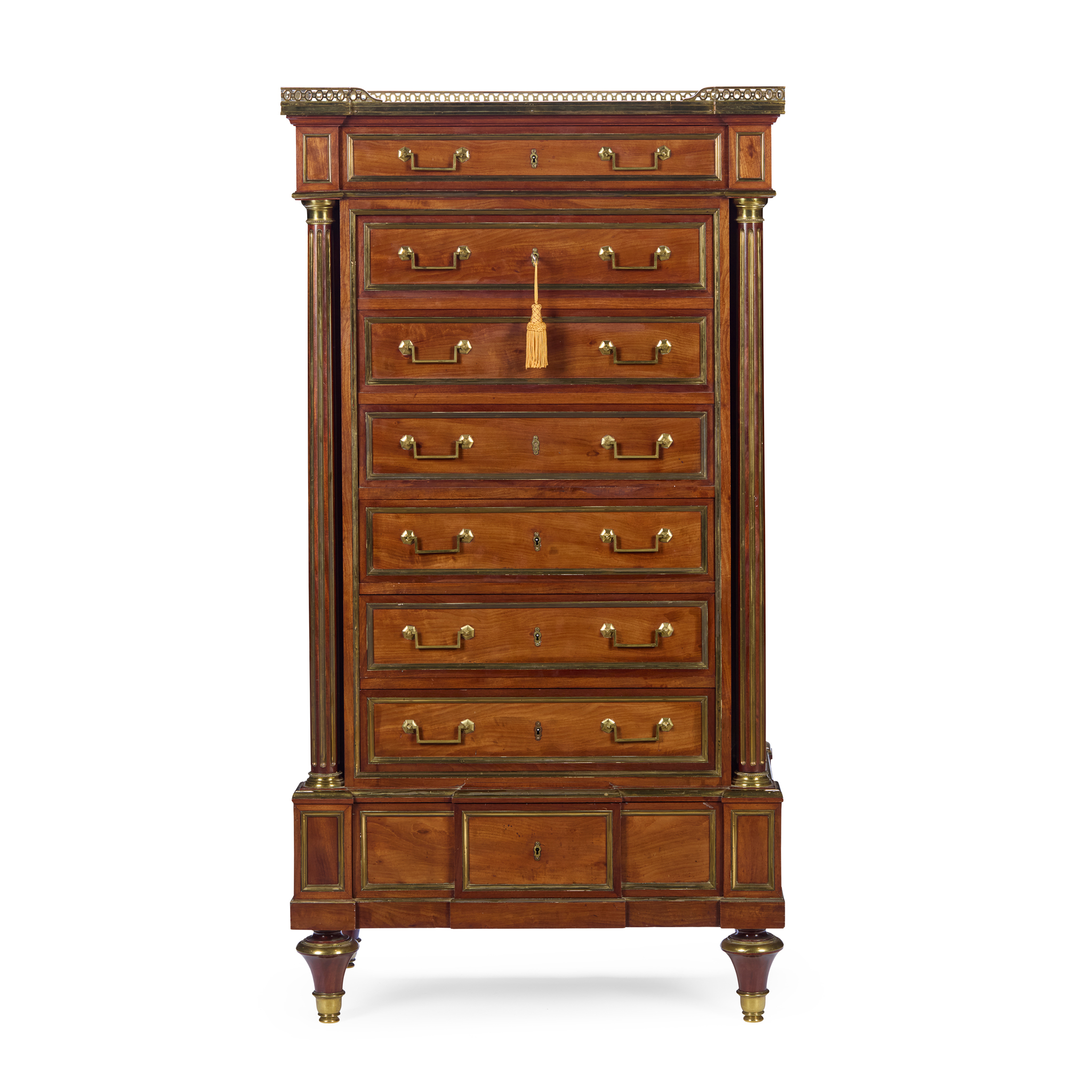 NAPOLEON III MAHOGANY AND BRASS SECRETAIRE ABBATANT, BY MAISON LEMARCHAND & H. LEMOINE