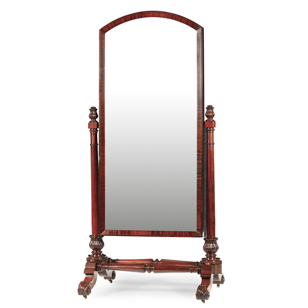 FINE WILLIAM IV MAHOGANY CHEVAL MIRROR
