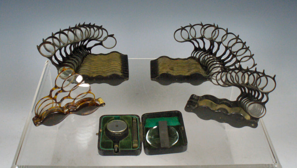 A collection of optician's testing lenses