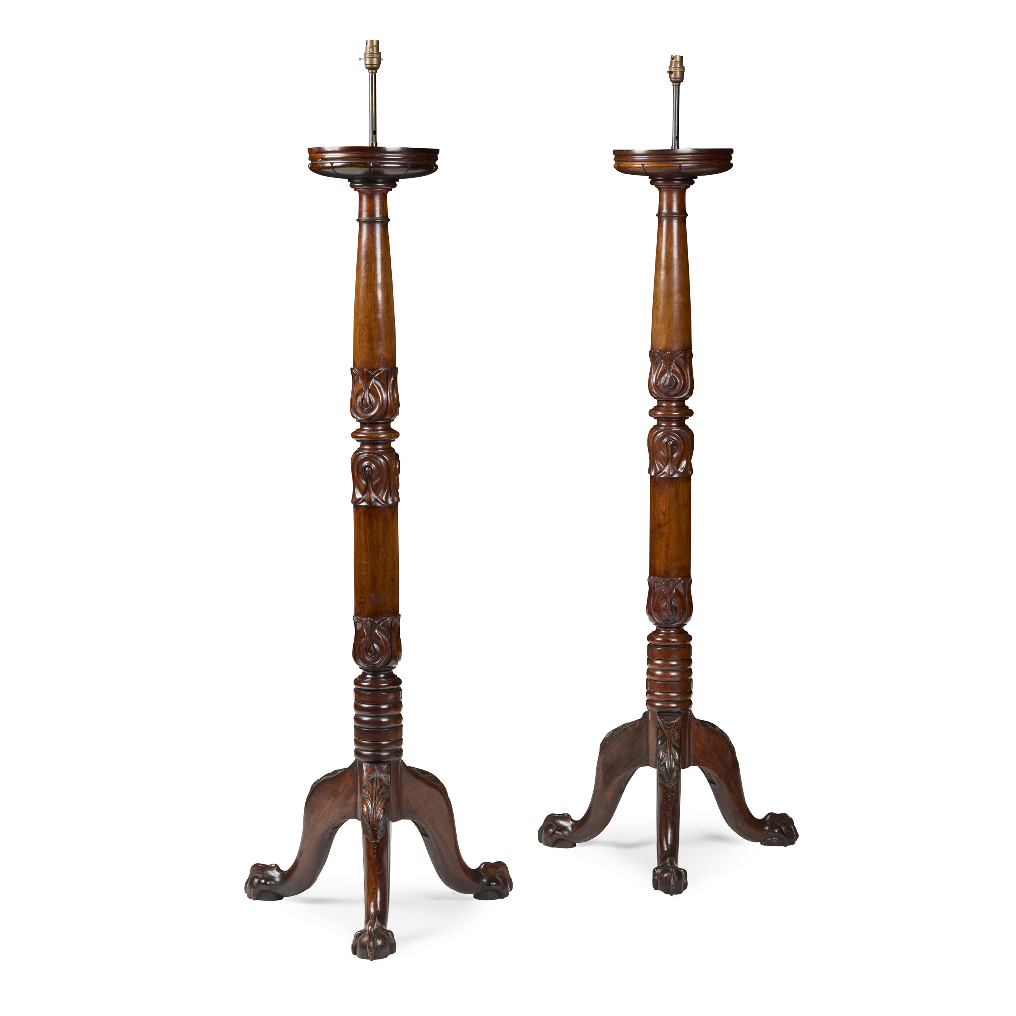 PAIR OF WILLIAM IV MAHOGANY STANDARD LAMPS
