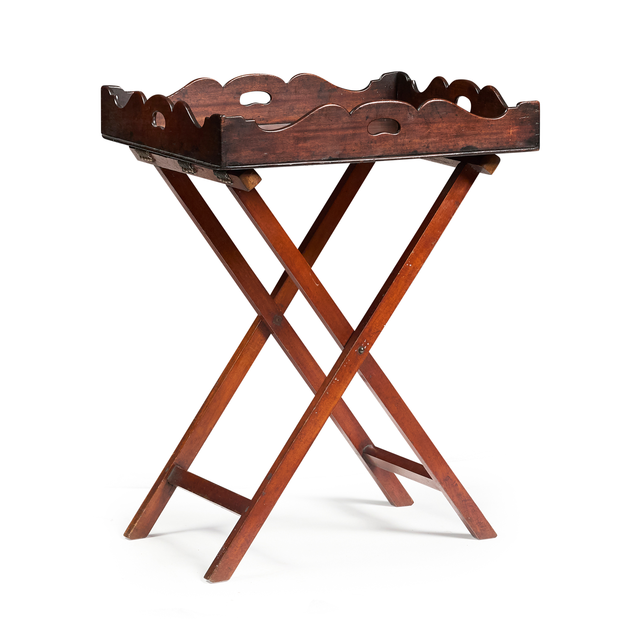 GEORGE III MAHOGANY BUTLER'S TRAY AND STAND