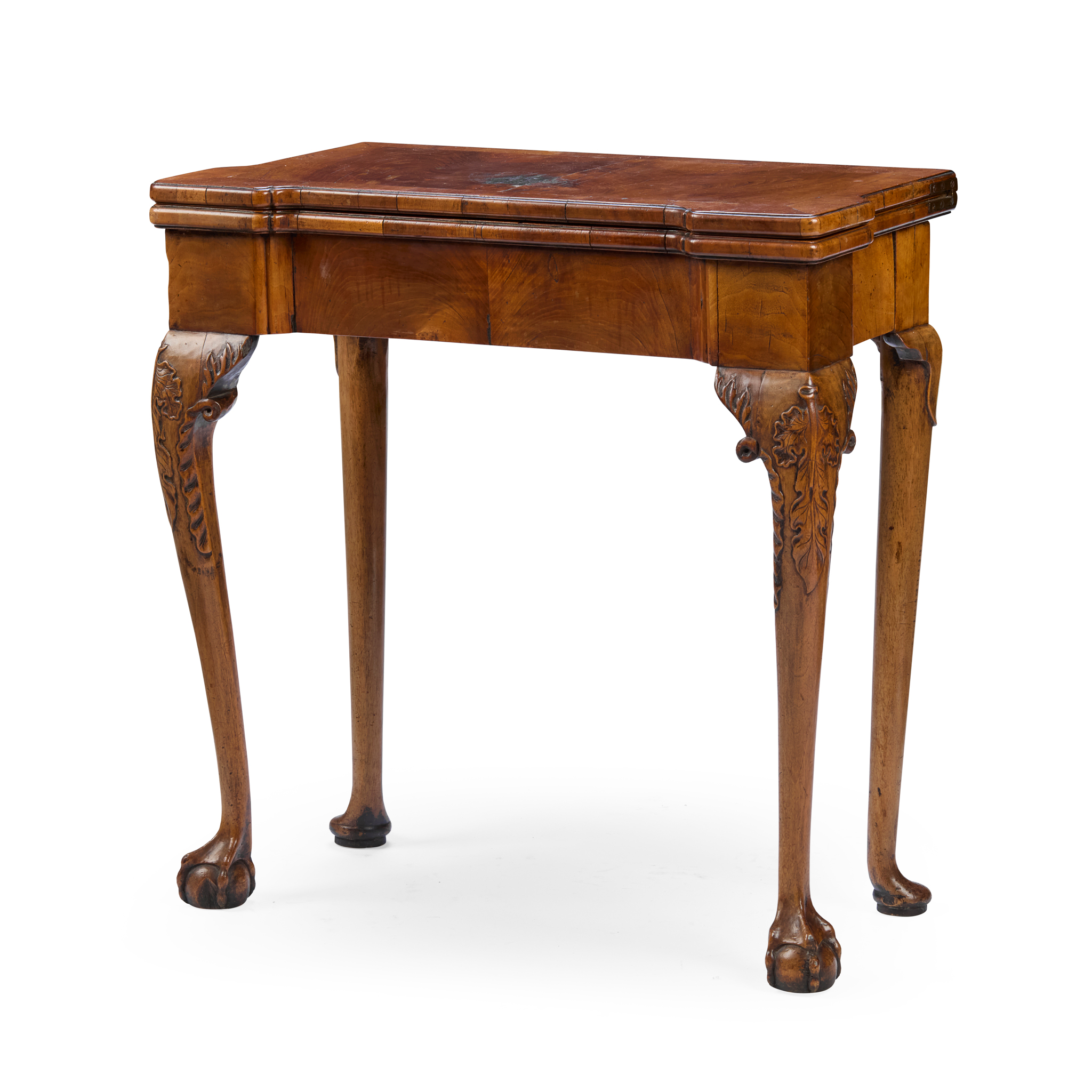 GEORGE II STYLE WALNUT FOLD-OVER GAMES TABLE