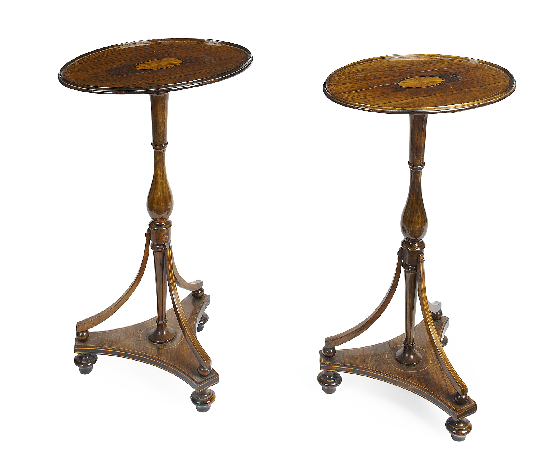 PAIR OF REGENCY ROSEWOOD AND INLAID WINE TABLES